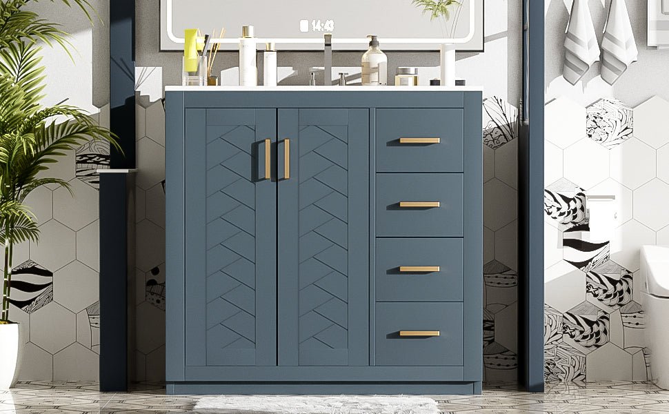 36 "Solid Wood Frame Independent Dressing Table Set (blue) - KiKiUMi