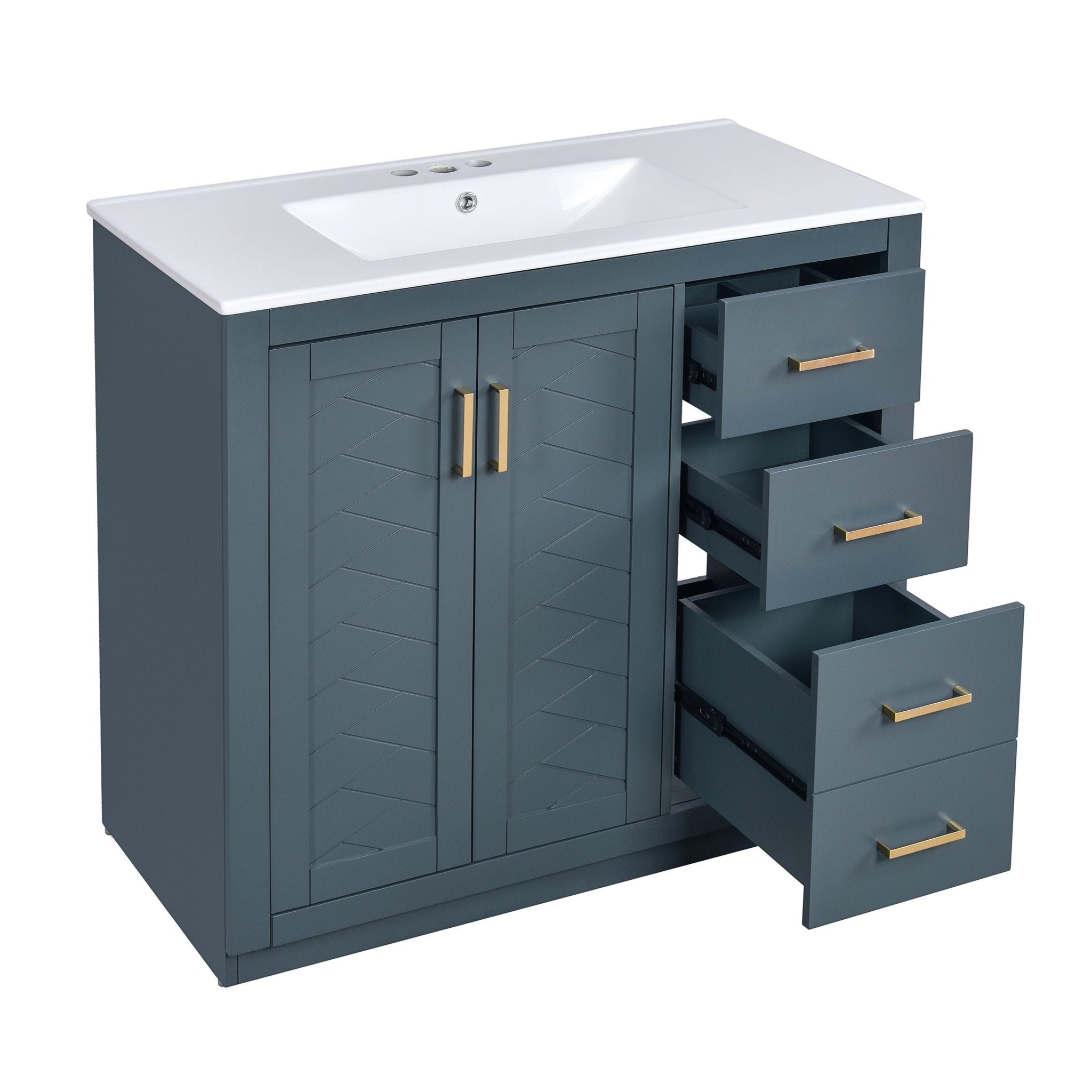 36 "Solid Wood Frame Independent Dressing Table Set (blue) - KiKiUMi