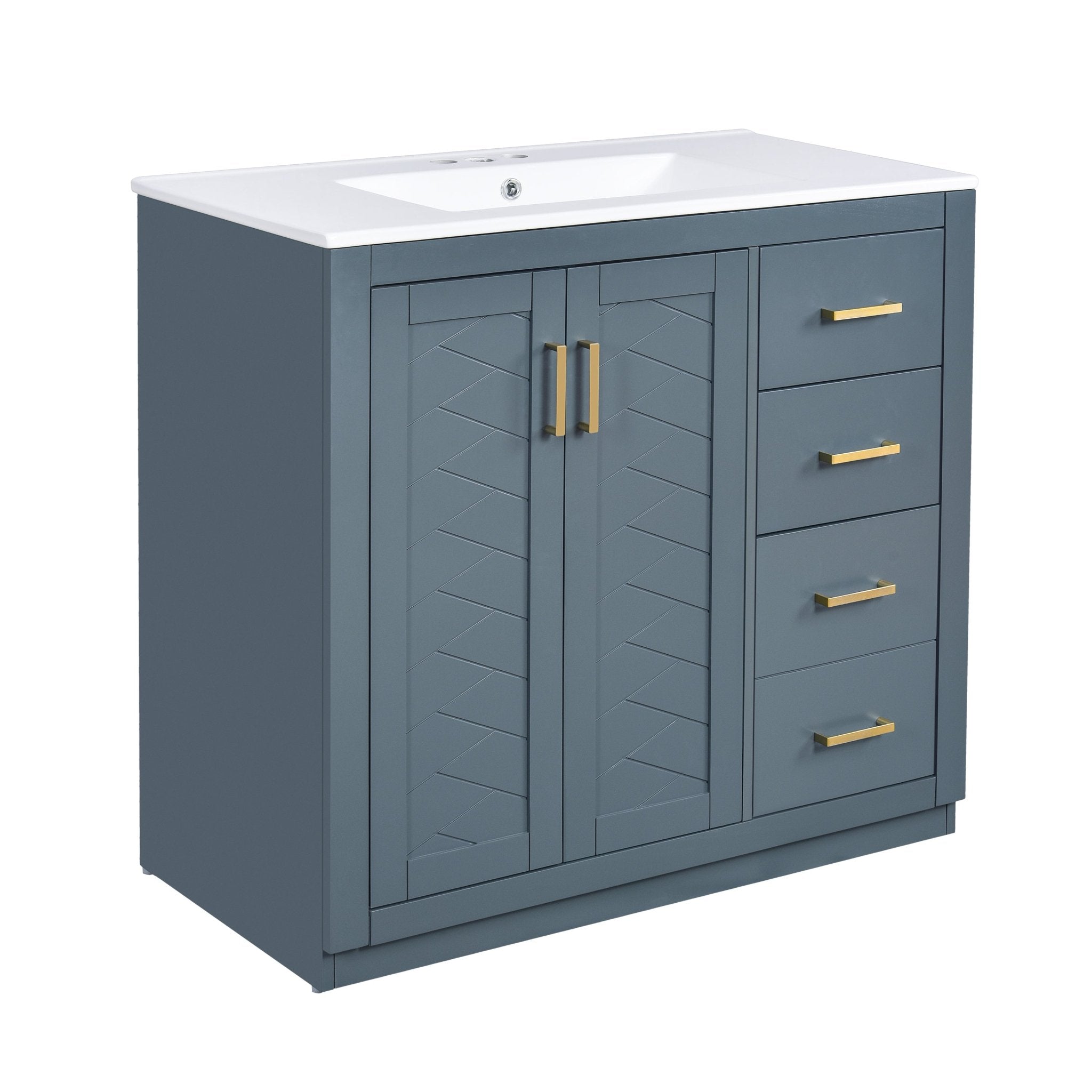 36 "Solid Wood Frame Independent Dressing Table Set (blue) - KiKiUMi