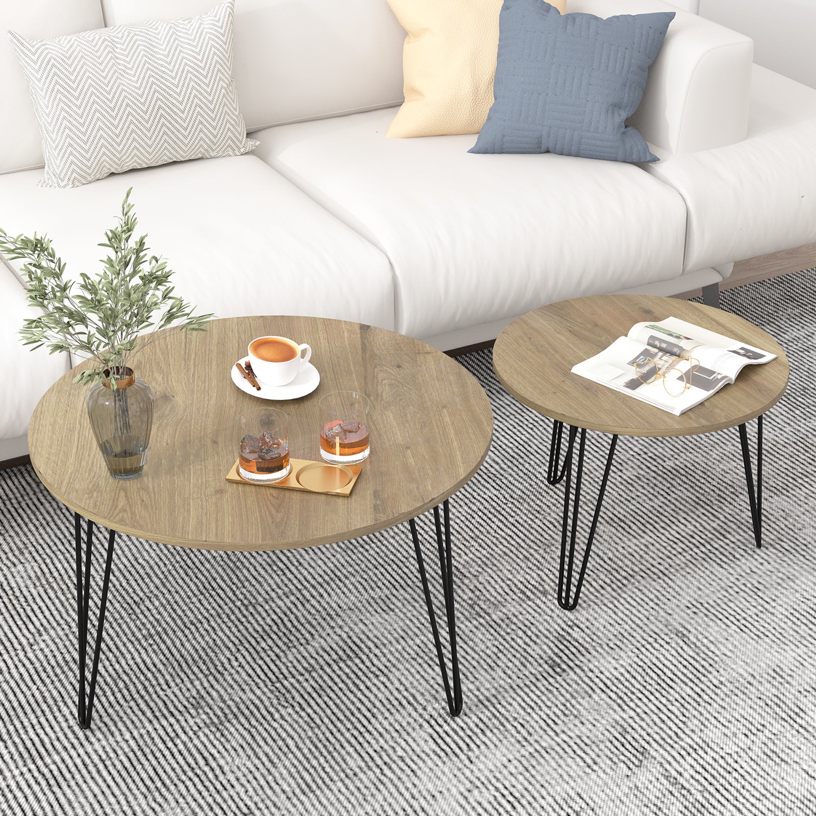 Coffee table with nested marble patterns (Brown)
