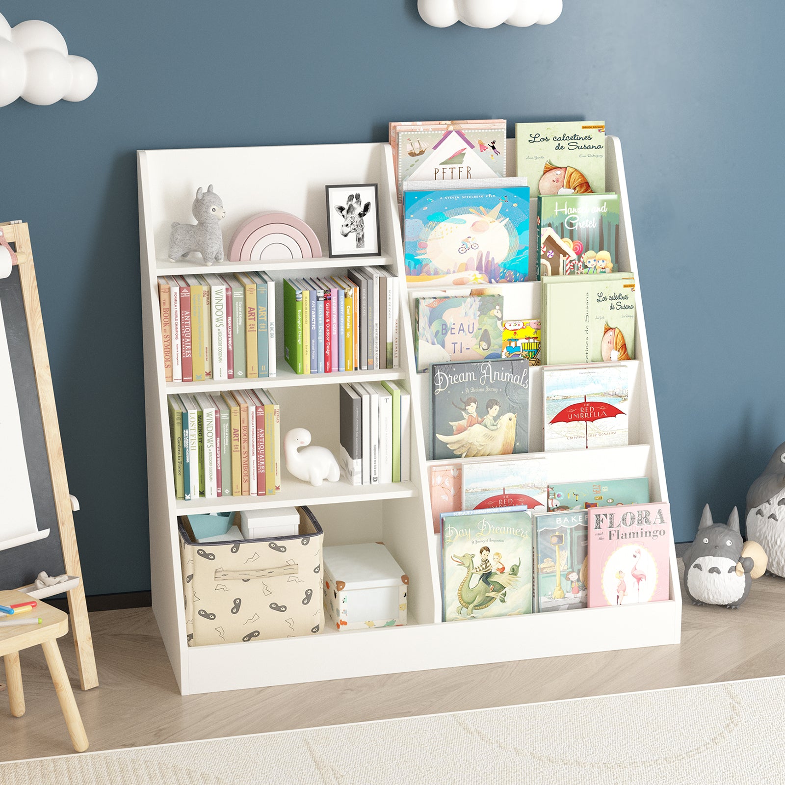 Organizer of children's bookshelves and toy storage