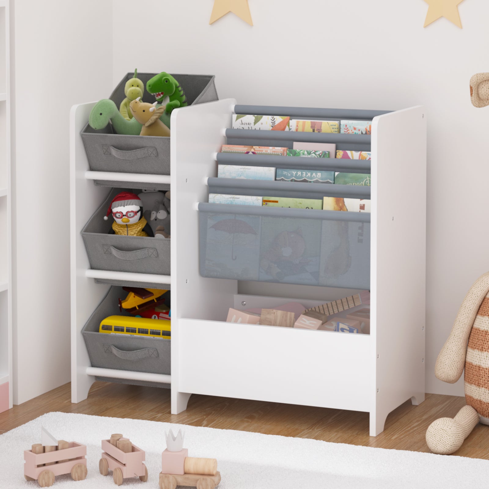 Multi-functional children's bookshelf and toy storage