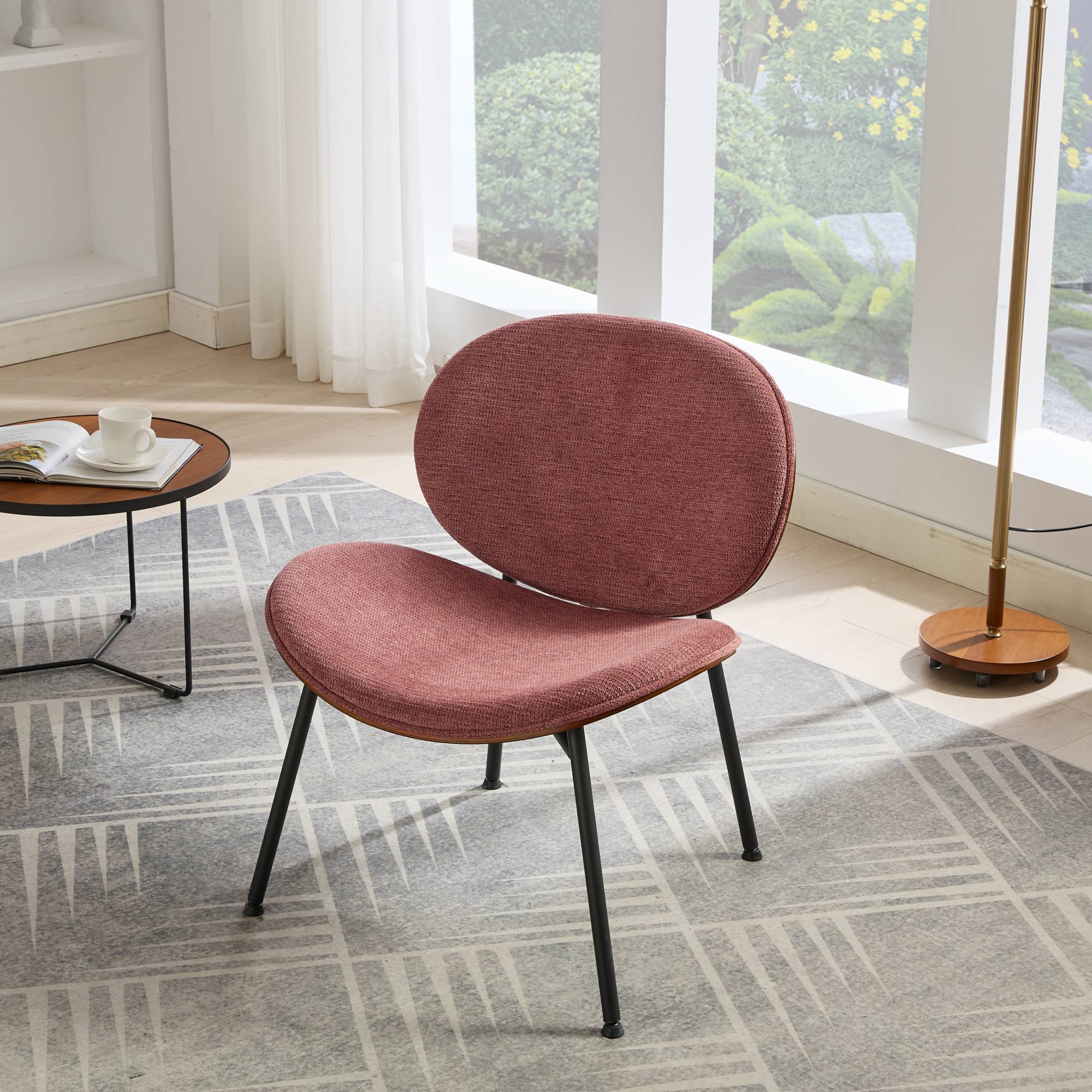 Fabric leisure chair(Bean paste red)