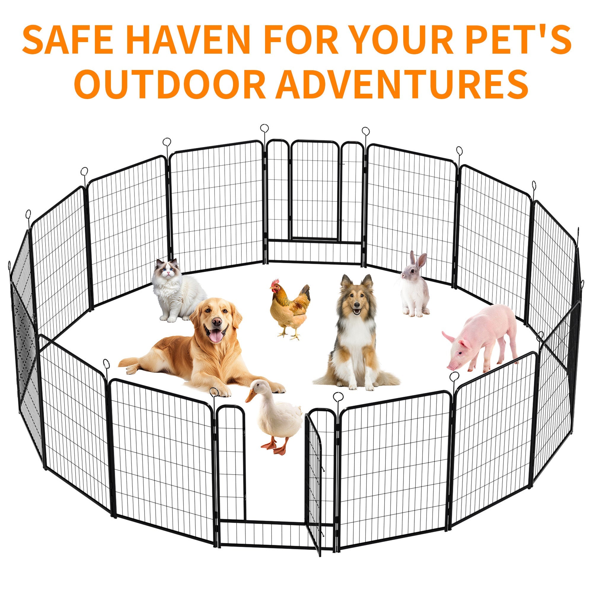 40 - inch 16 - board heavy - duty metal pet enclosure for dogs - KiKiUMi