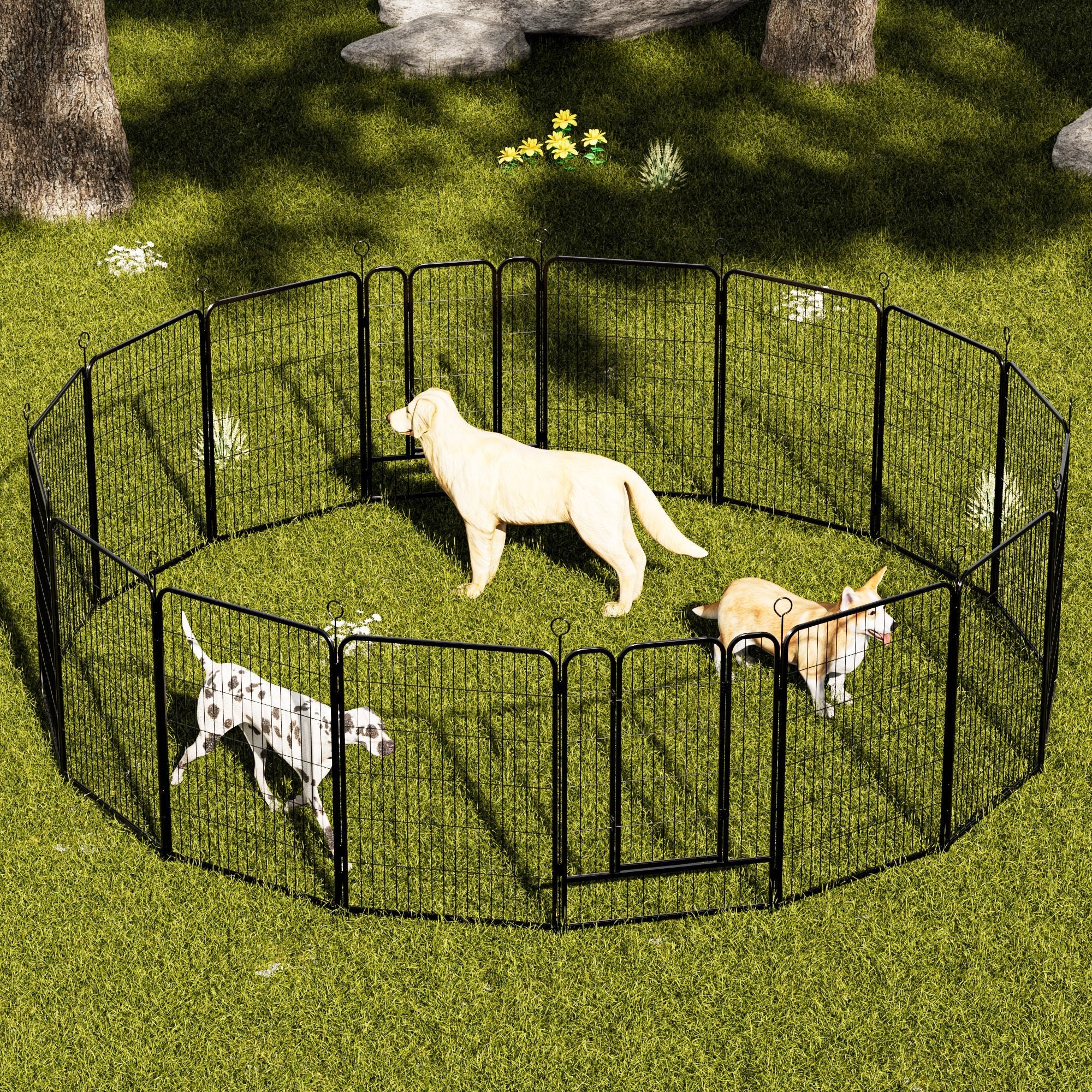 40 - inch 16 - board heavy - duty metal pet enclosure for dogs - KiKiUMi