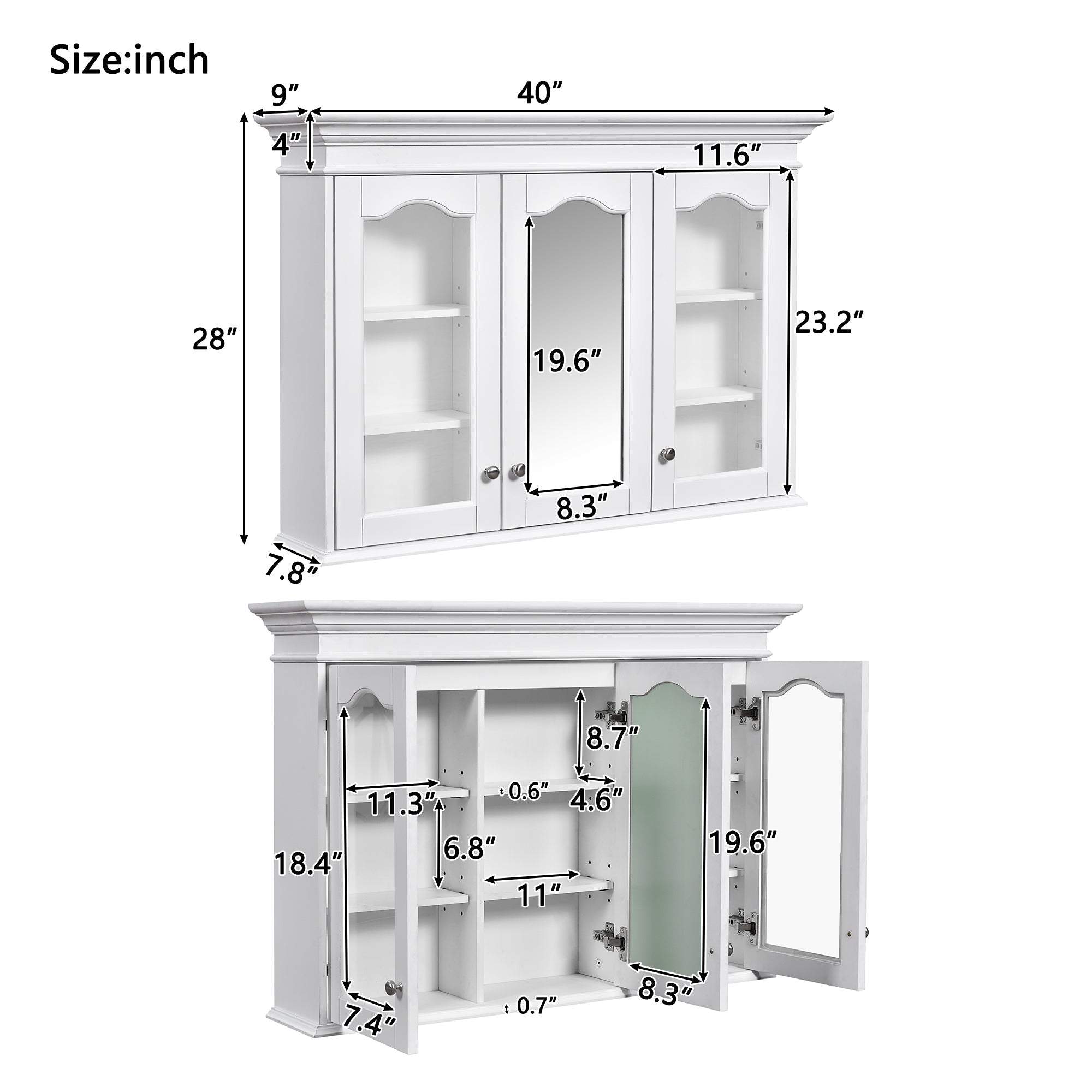 40' wall - mounted bathroom cabinet with a glass door - KiKiUMi