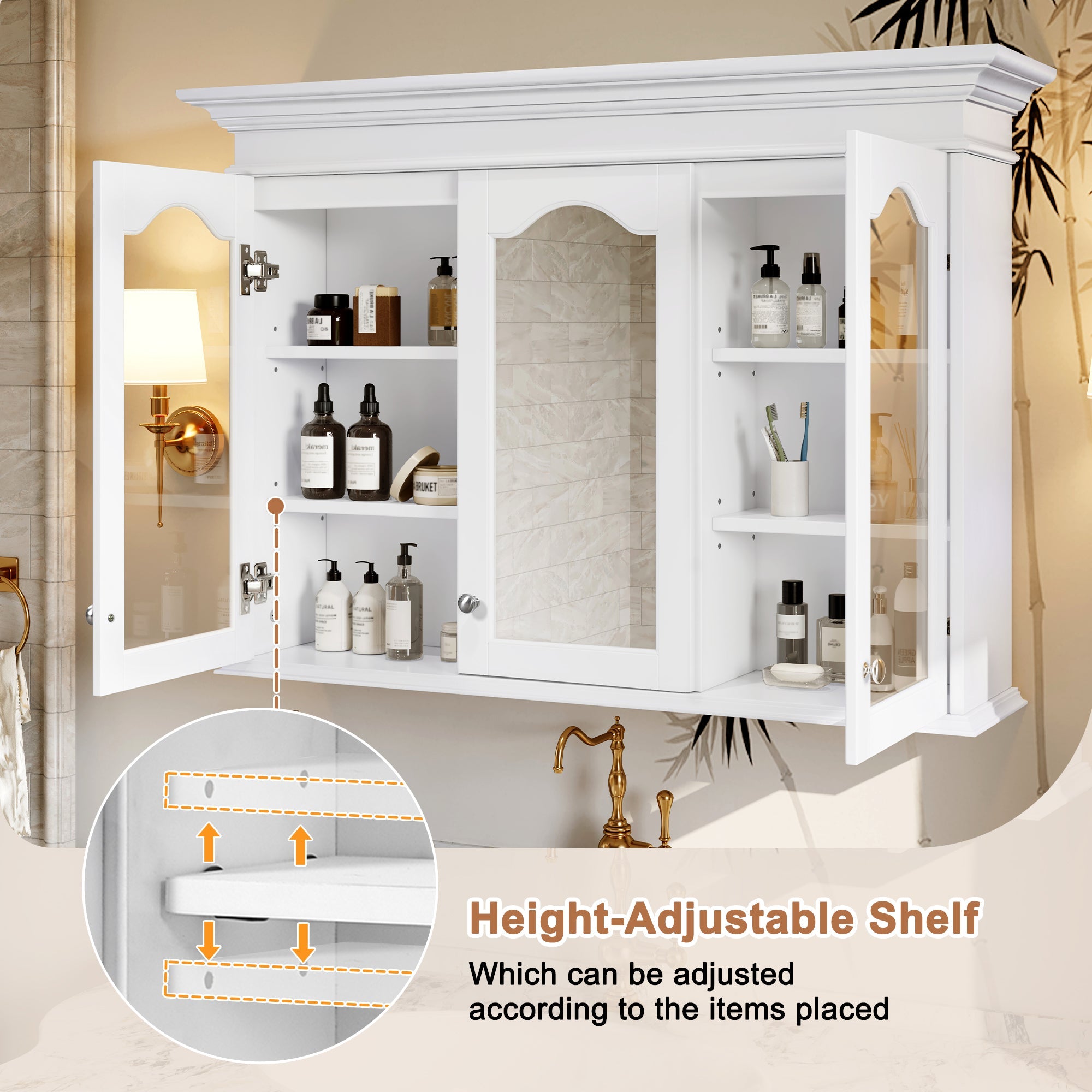 40' wall - mounted bathroom cabinet with a glass door - KiKiUMi