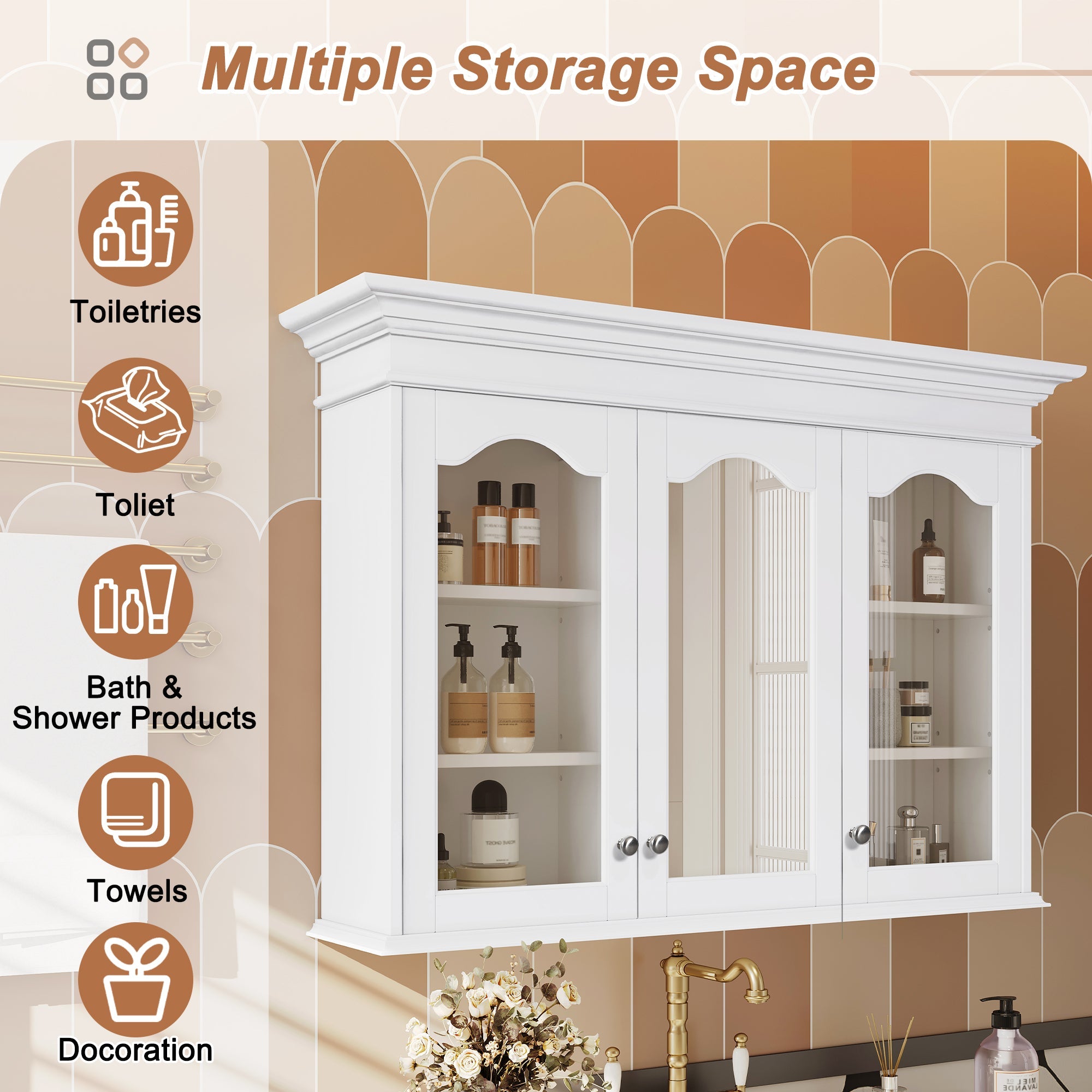 40' wall - mounted bathroom cabinet with a glass door - KiKiUMi