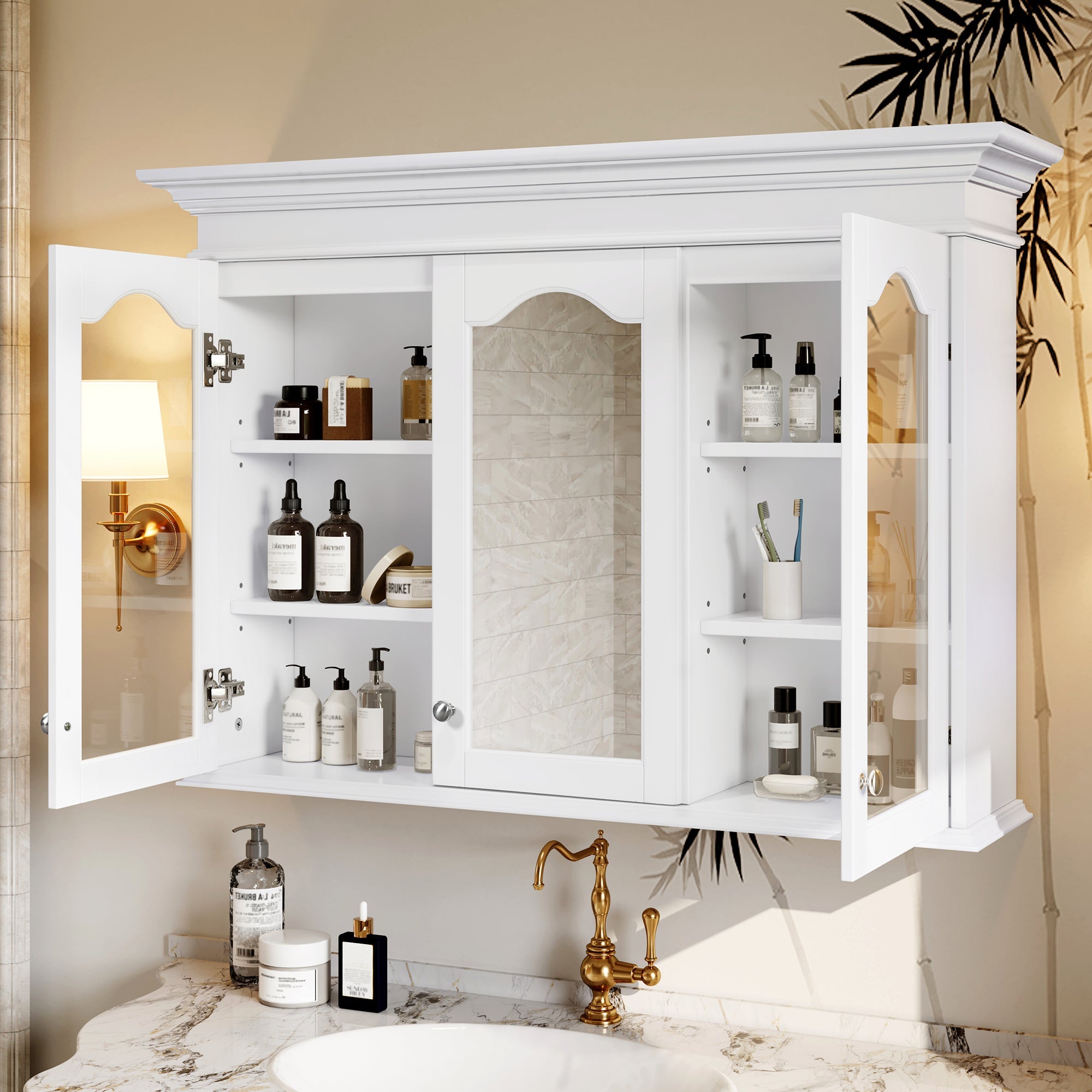 40' wall - mounted bathroom cabinet with a glass door - KiKiUMi