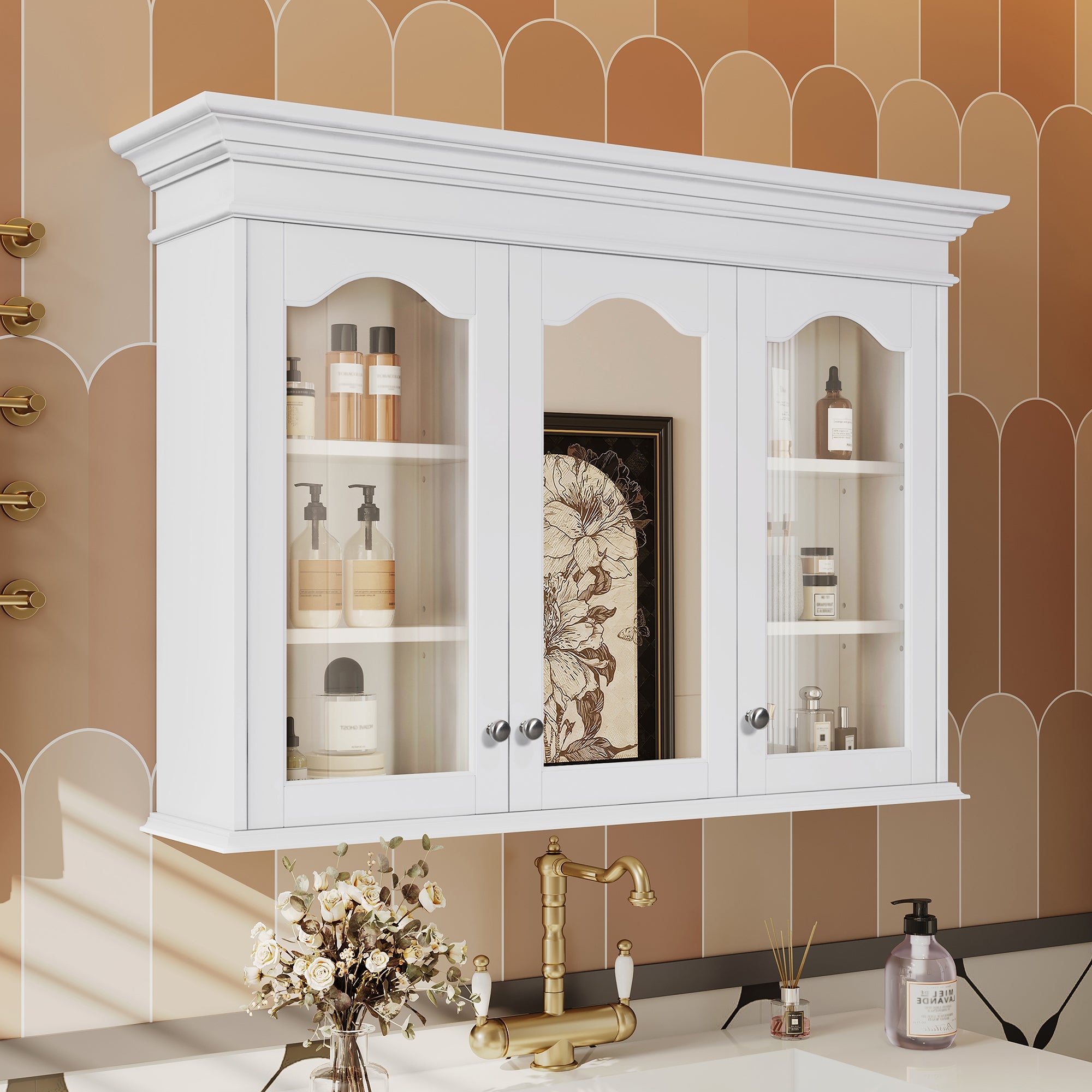 40' wall - mounted bathroom cabinet with a glass door - KiKiUMi