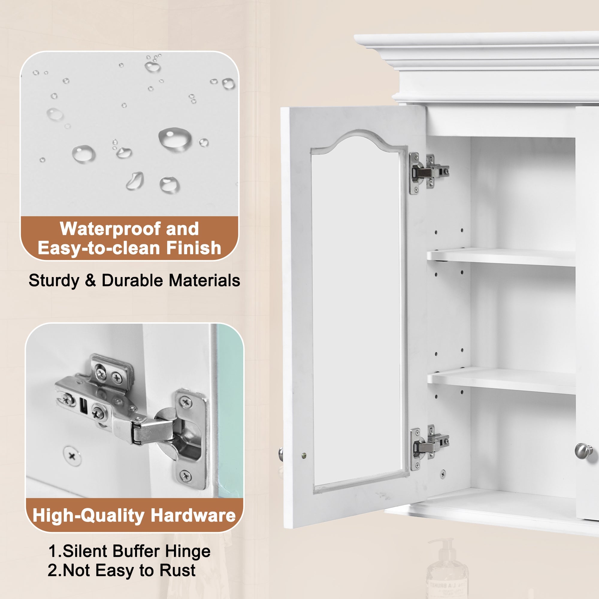 40' wall - mounted bathroom cabinet with a glass door - KiKiUMi