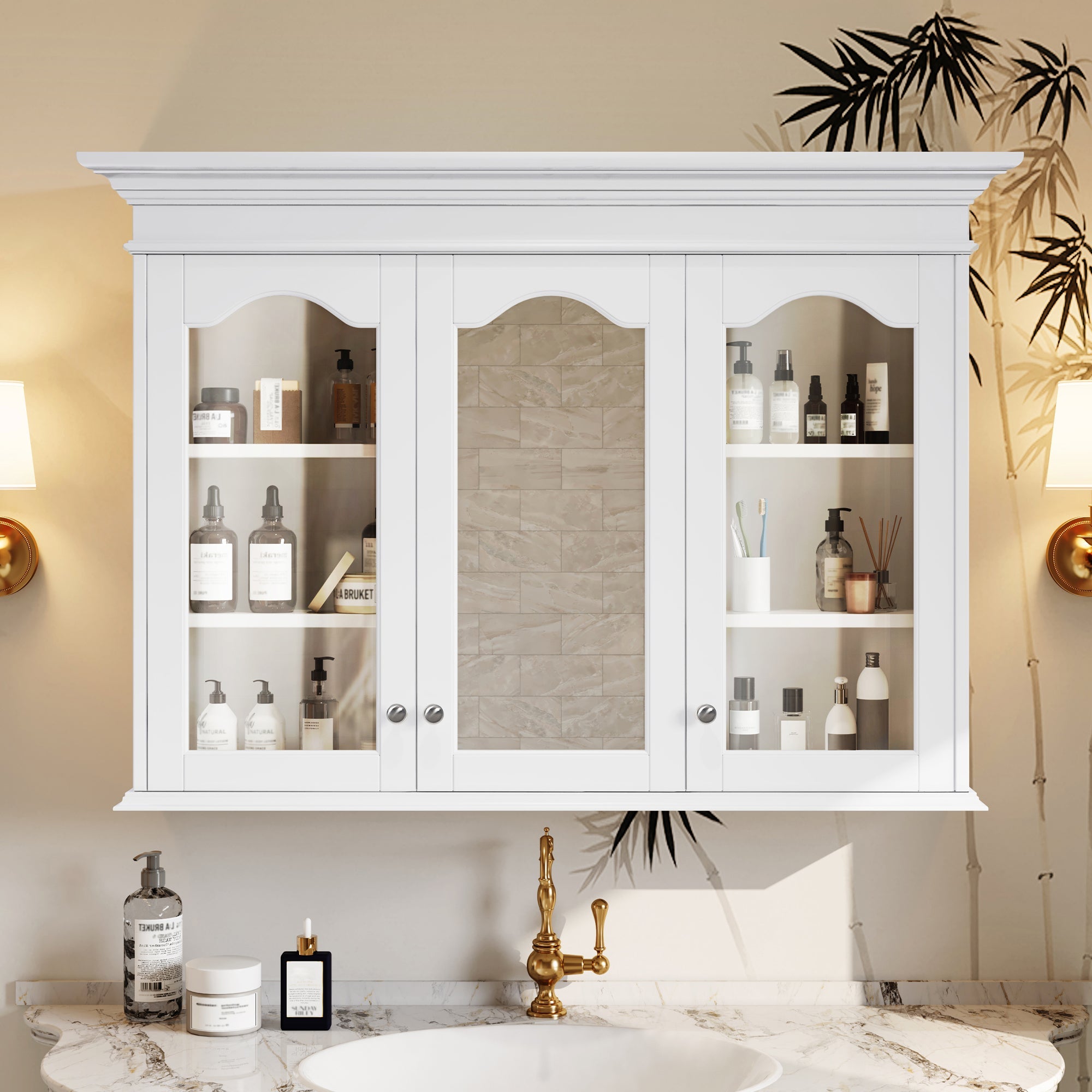 40' wall - mounted bathroom cabinet with a glass door - KiKiUMi