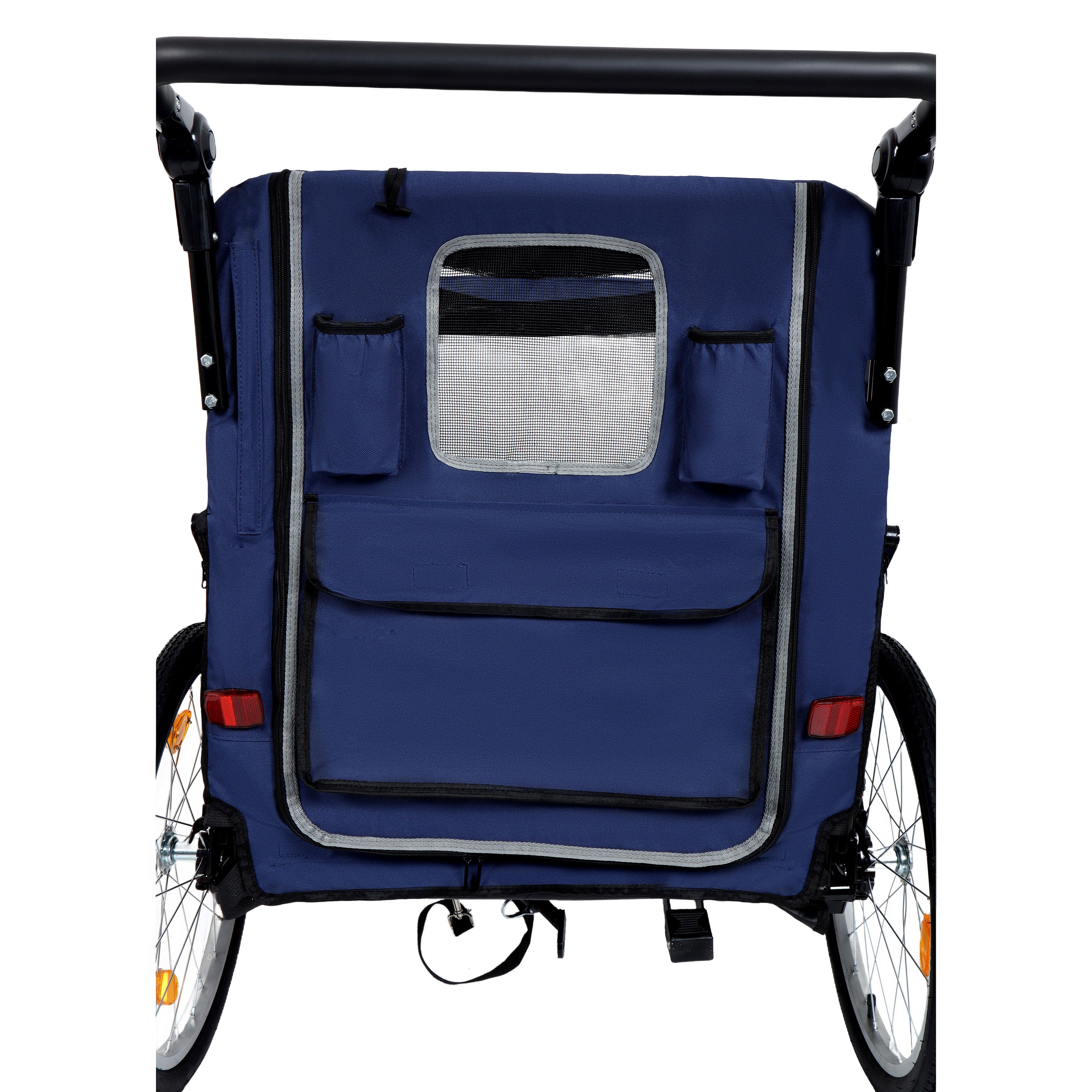 Detachable 2-in-1 pet bicycle trailer and stroller(Black+Blue)