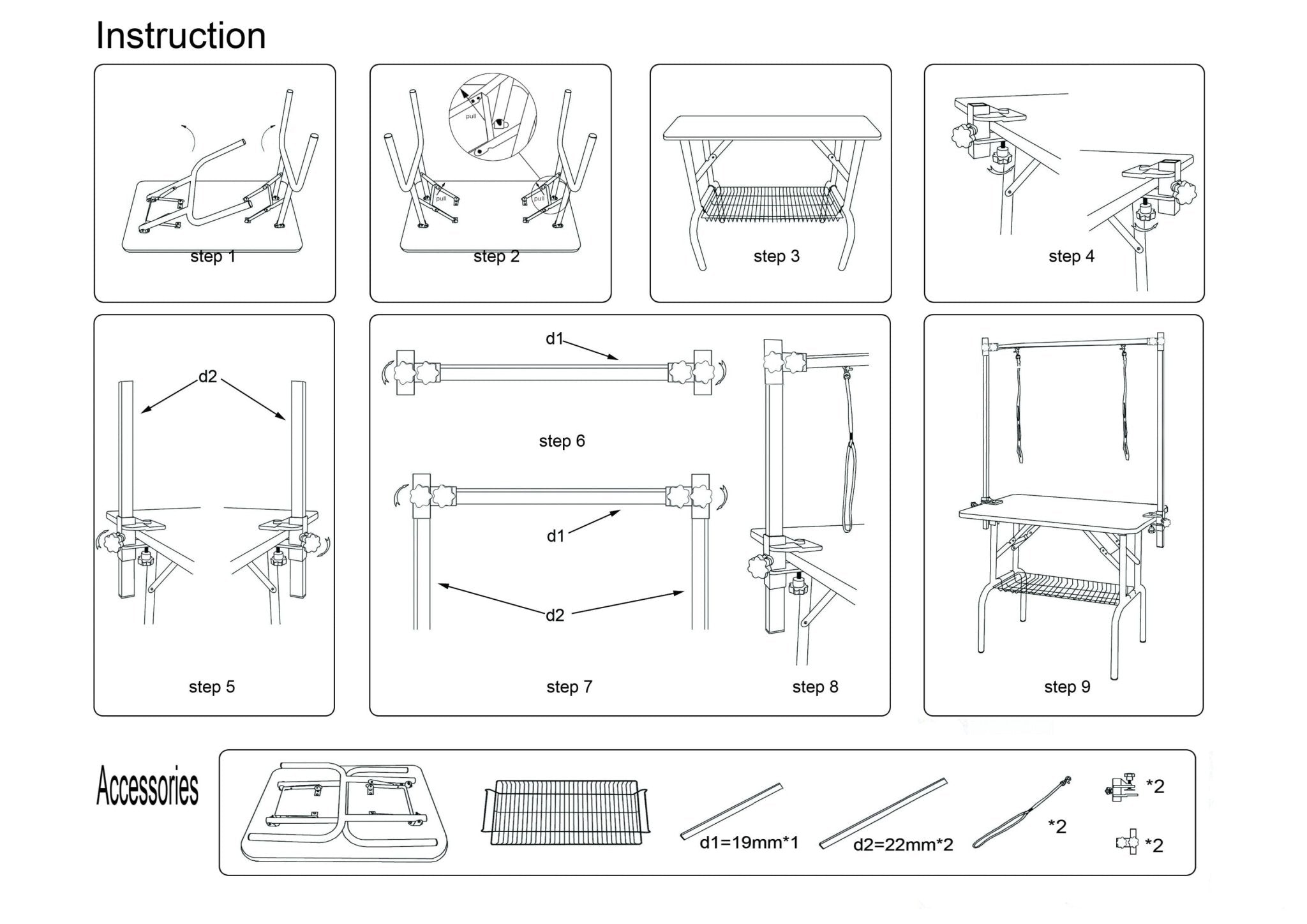42' Folding stainless steel pet grooming table for cats and dogs - KiKiUMi