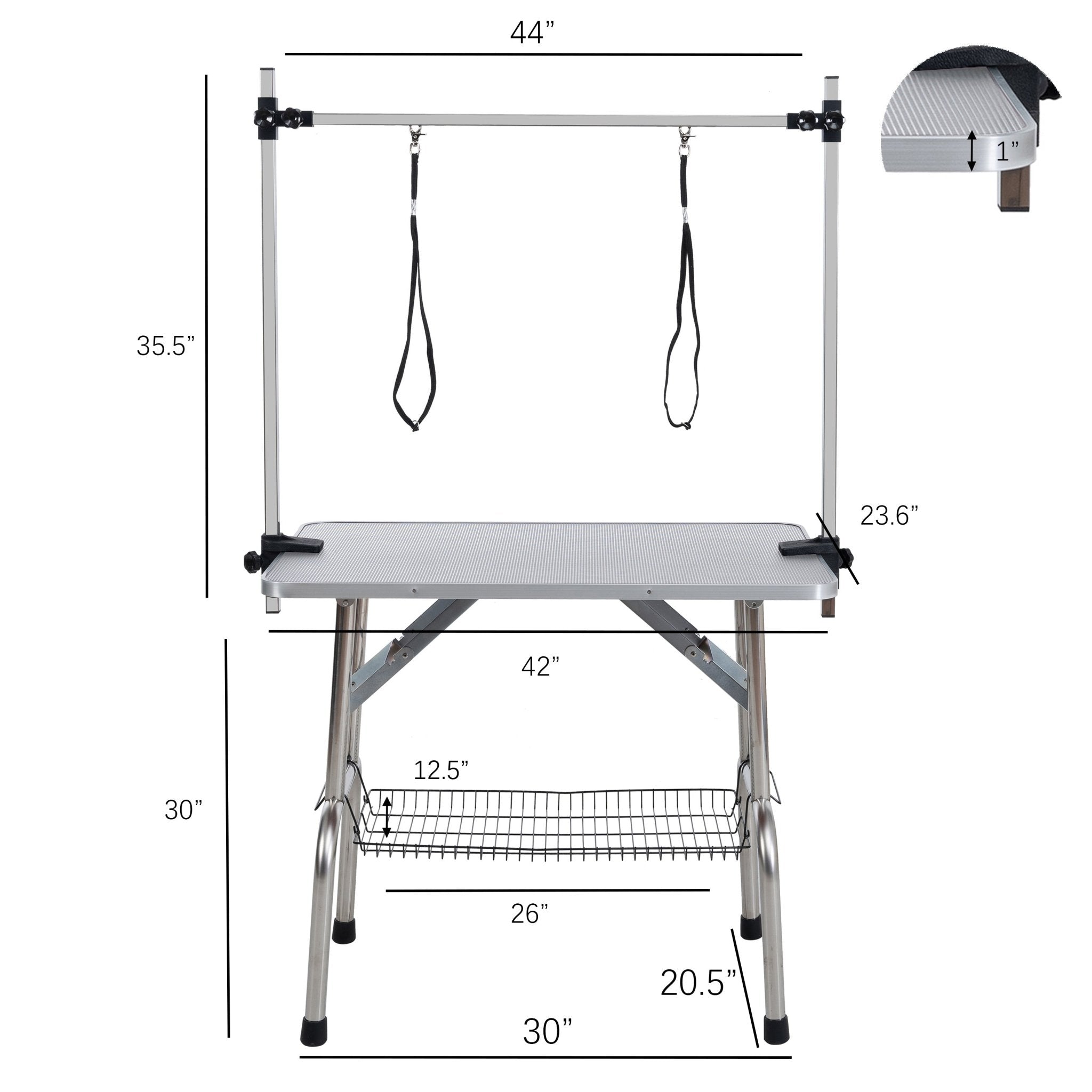 42' Folding stainless steel pet grooming table for cats and dogs - KiKiUMi