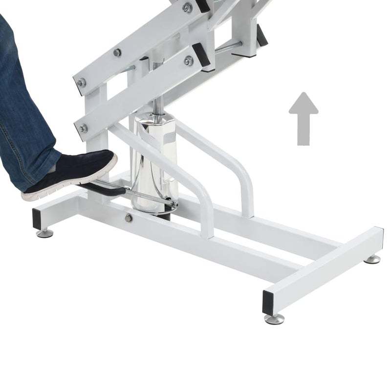 42.5 - inch adjustable heavy - duty hydraulic pet dog grooming table（black white） - KiKiUMi