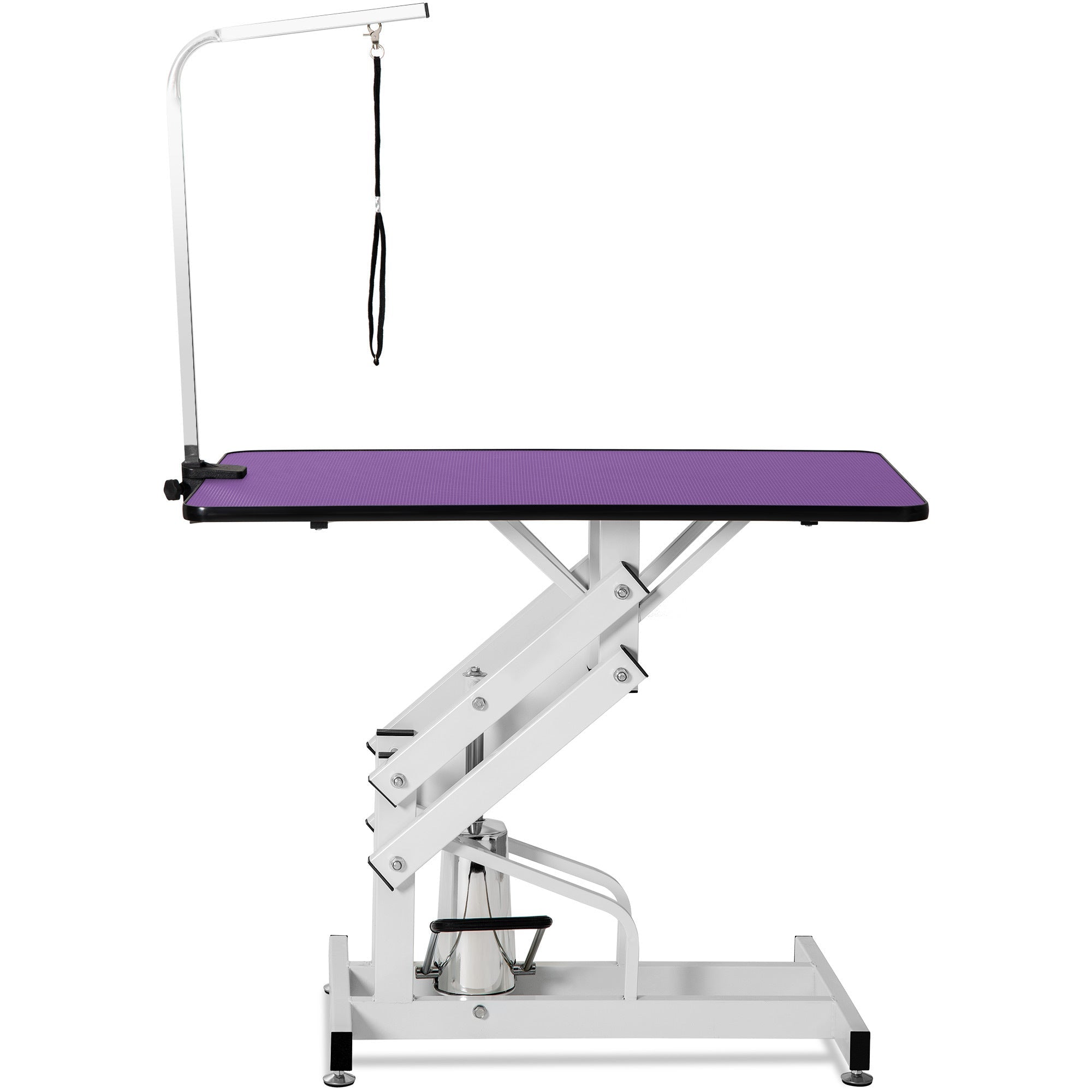 42.5 - inch adjustable heavy - duty hydraulic pet dog grooming table（black white） - KiKiUMi