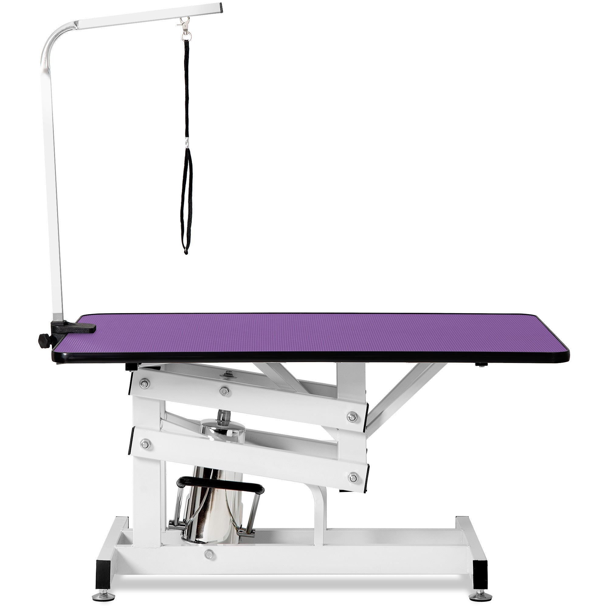 42.5 - inch adjustable heavy - duty hydraulic pet dog grooming table（black white） - KiKiUMi