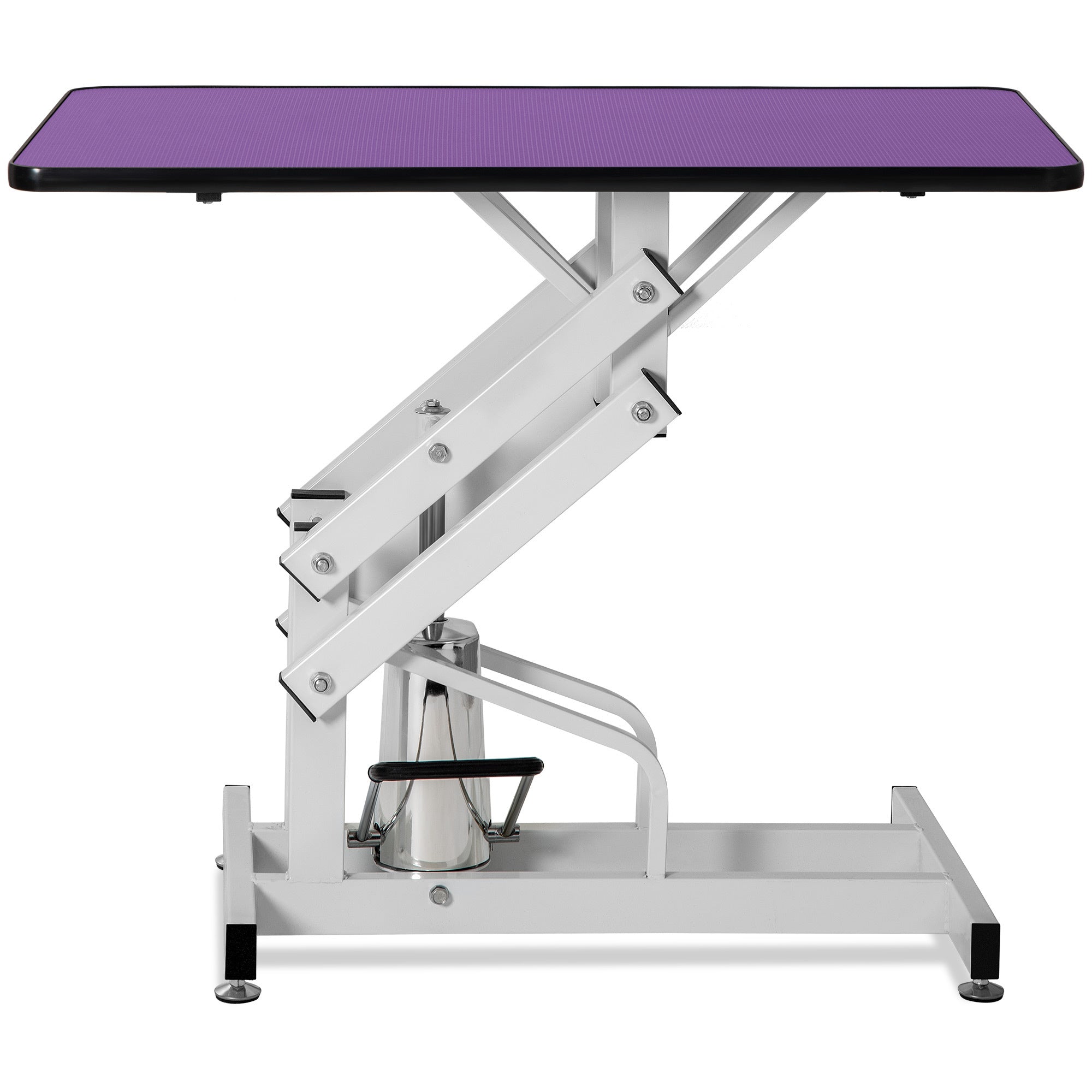42.5 - inch adjustable heavy - duty hydraulic pet dog grooming table（black white） - KiKiUMi
