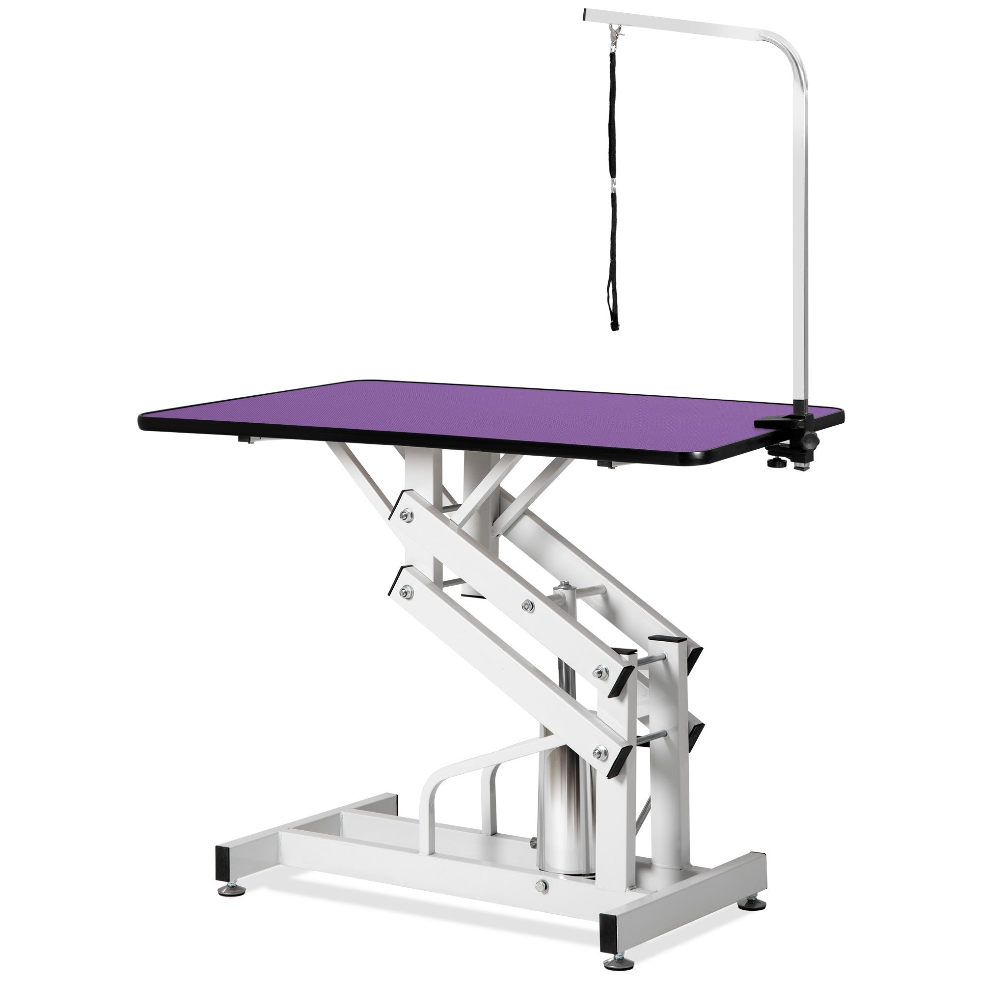 42.5 - inch adjustable heavy - duty hydraulic pet dog grooming table（black white） - KiKiUMi