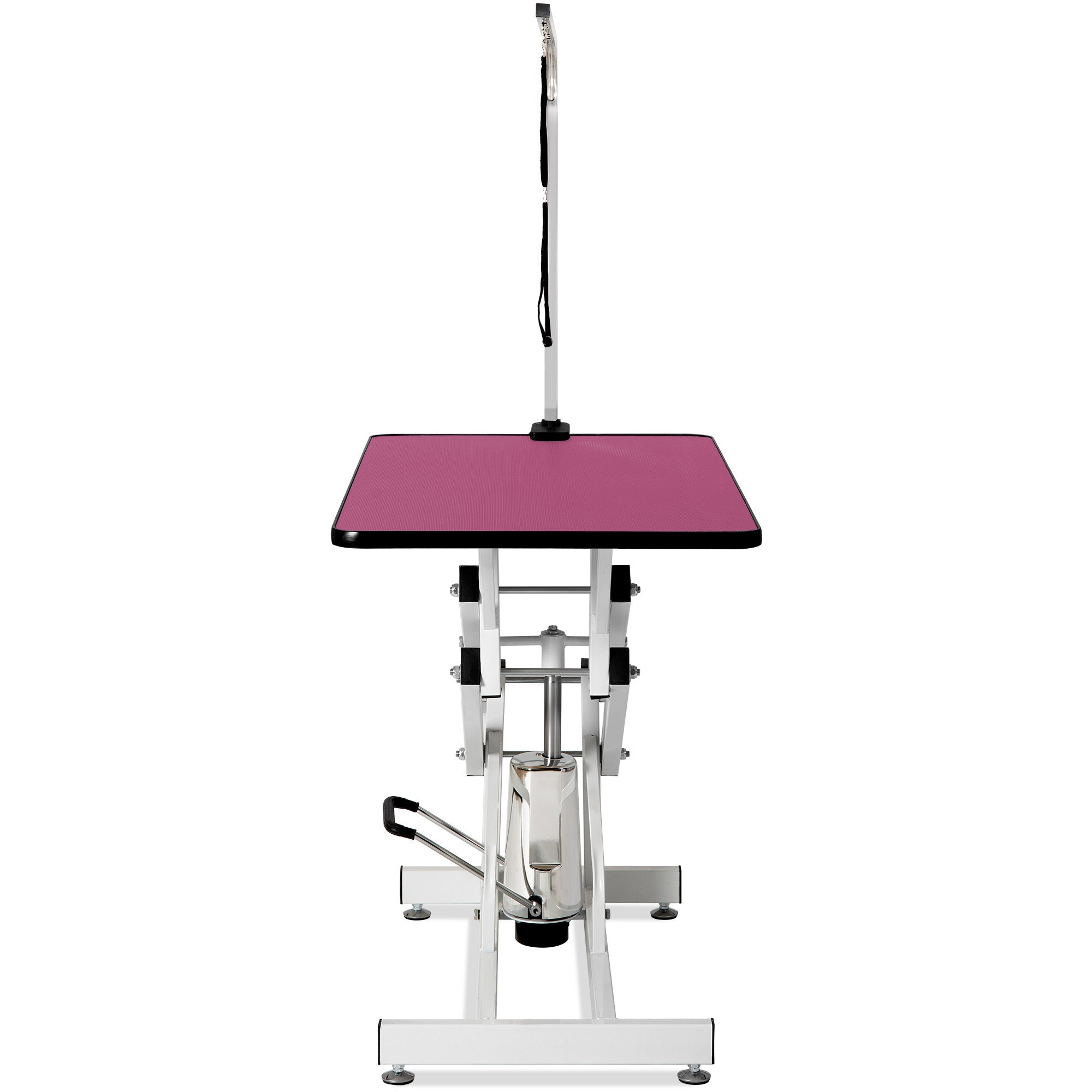 42.5 - inch adjustable heavy - duty hydraulic pet dog grooming table（white+pink） - KiKiUMi
