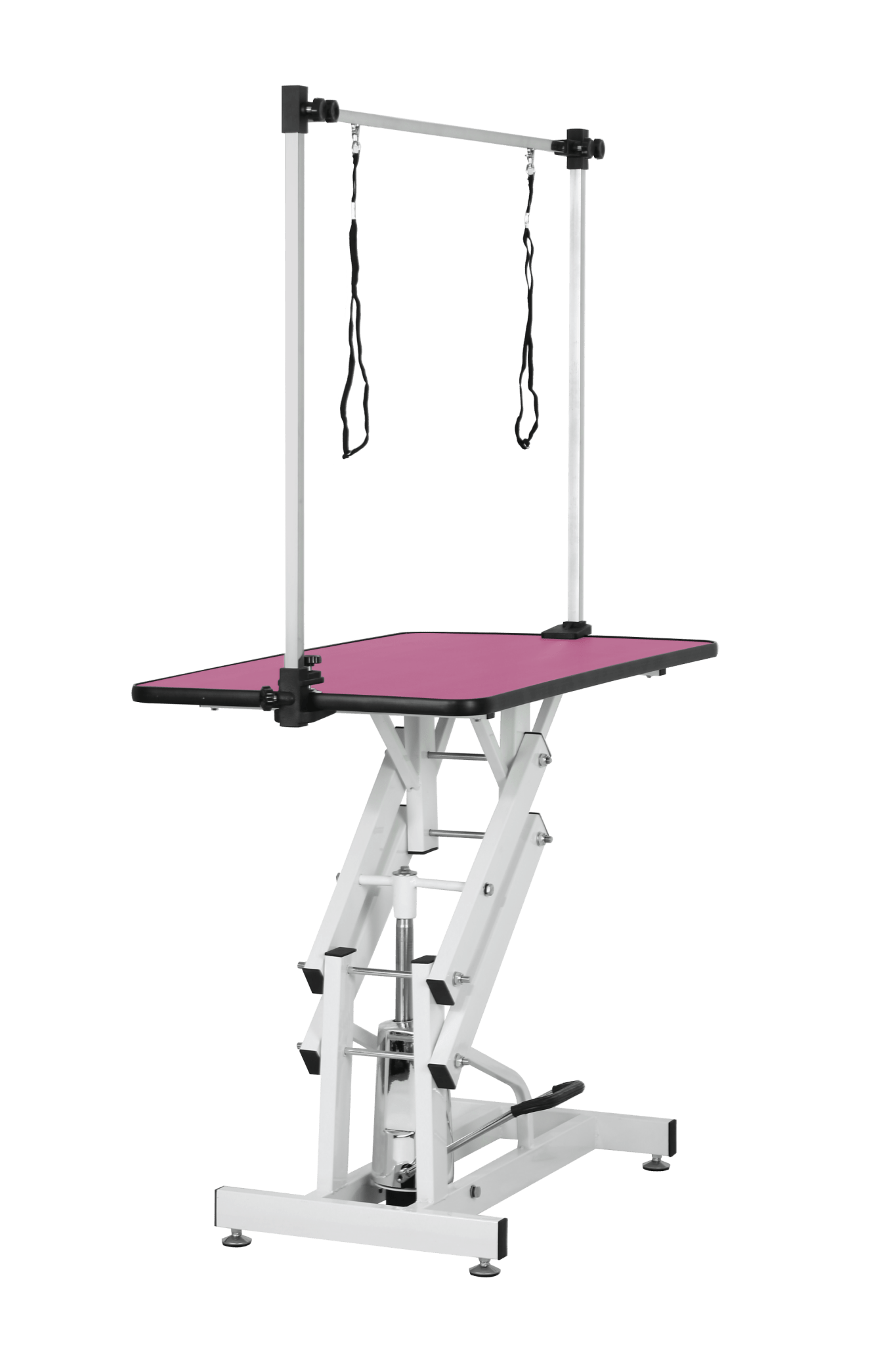 42.5 - inch adjustable heavy - duty hydraulic pet dog grooming table（white+pink） - KiKiUMi