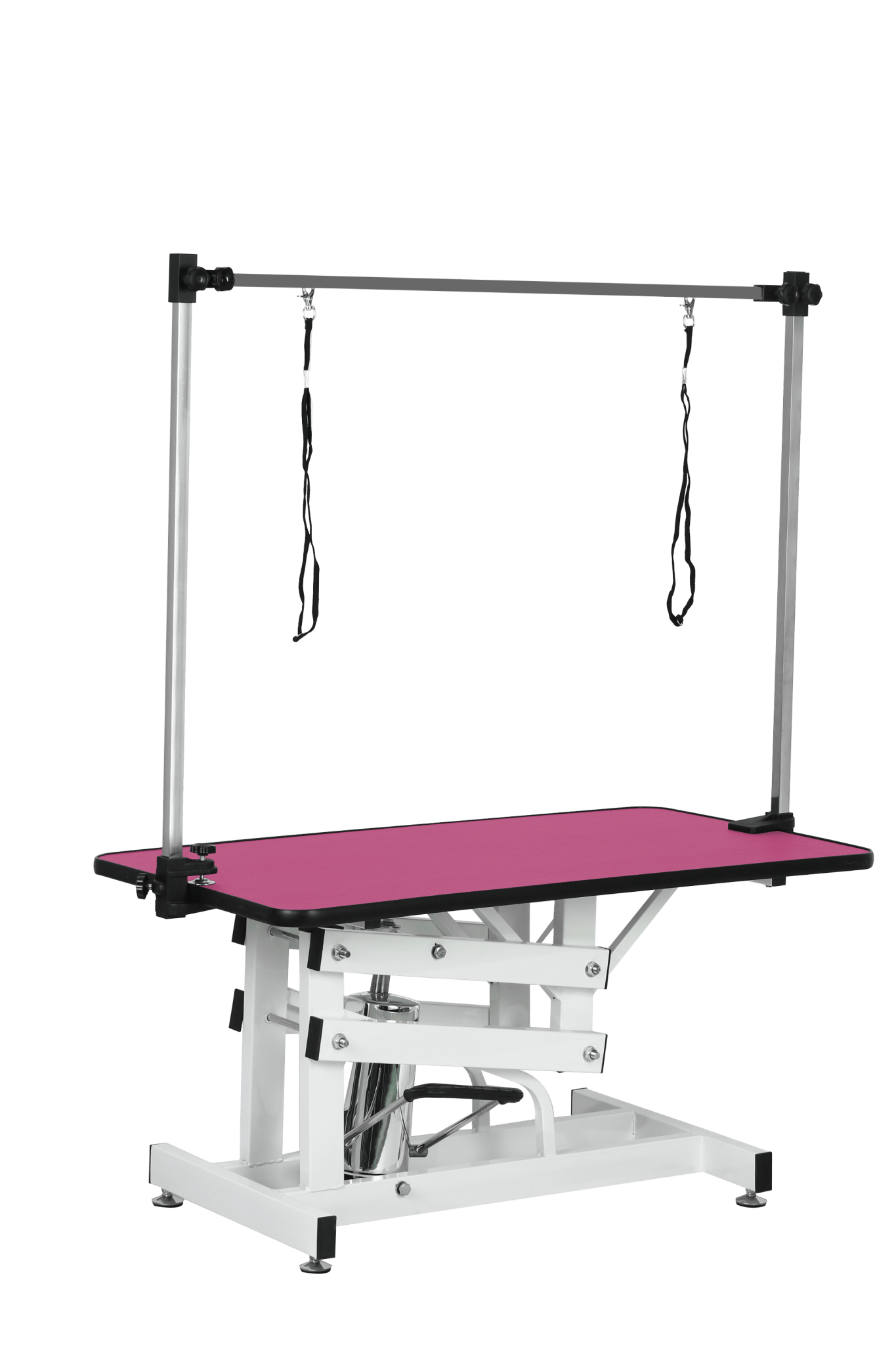 42.5 - inch adjustable heavy - duty hydraulic pet dog grooming table（white+pink） - KiKiUMi