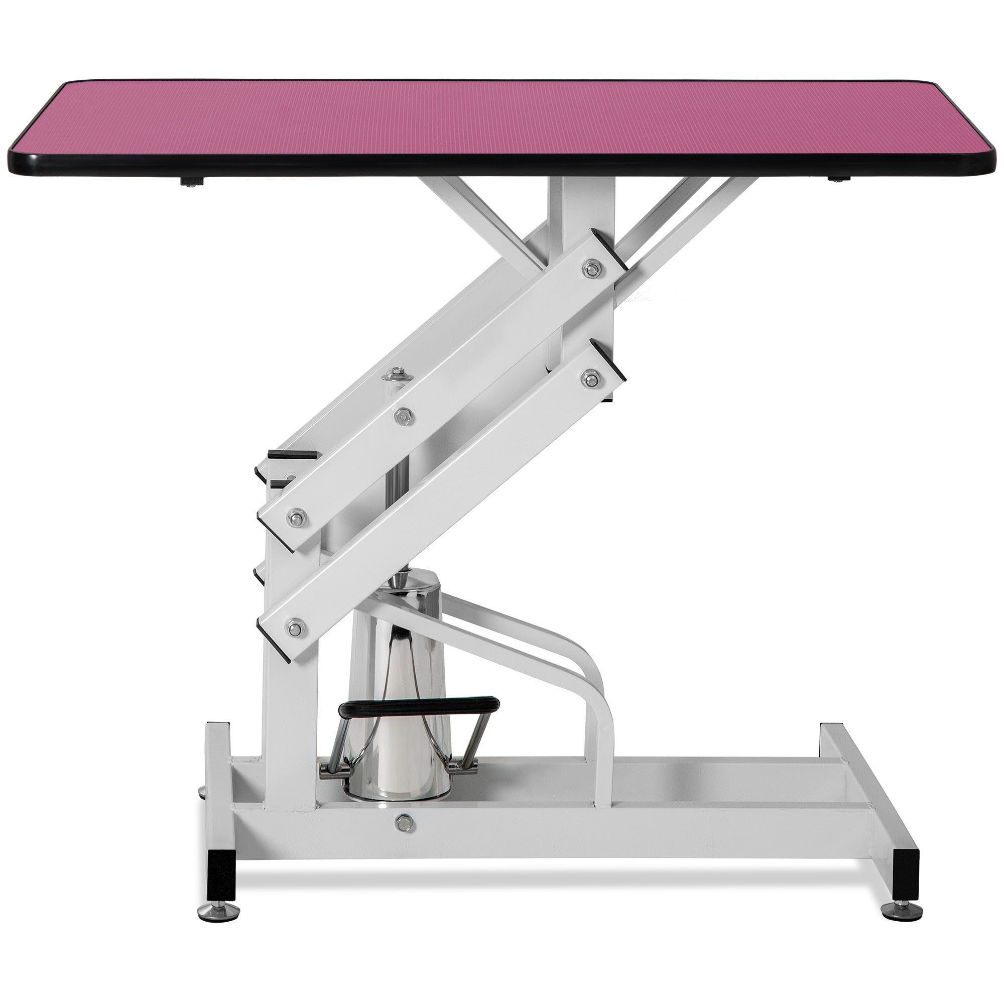 42.5 - inch adjustable heavy - duty hydraulic pet dog grooming table（white+pink） - KiKiUMi