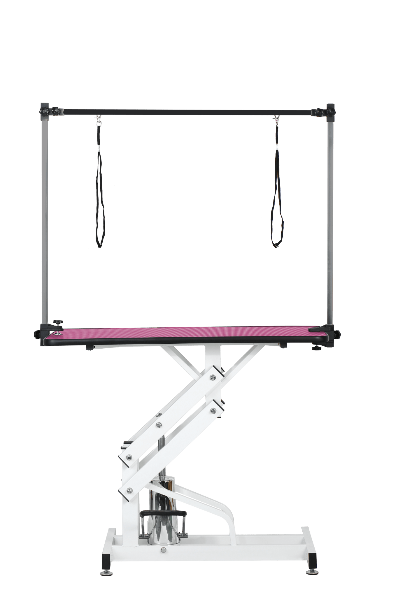 42.5 - inch adjustable heavy - duty hydraulic pet dog grooming table（white+pink） - KiKiUMi