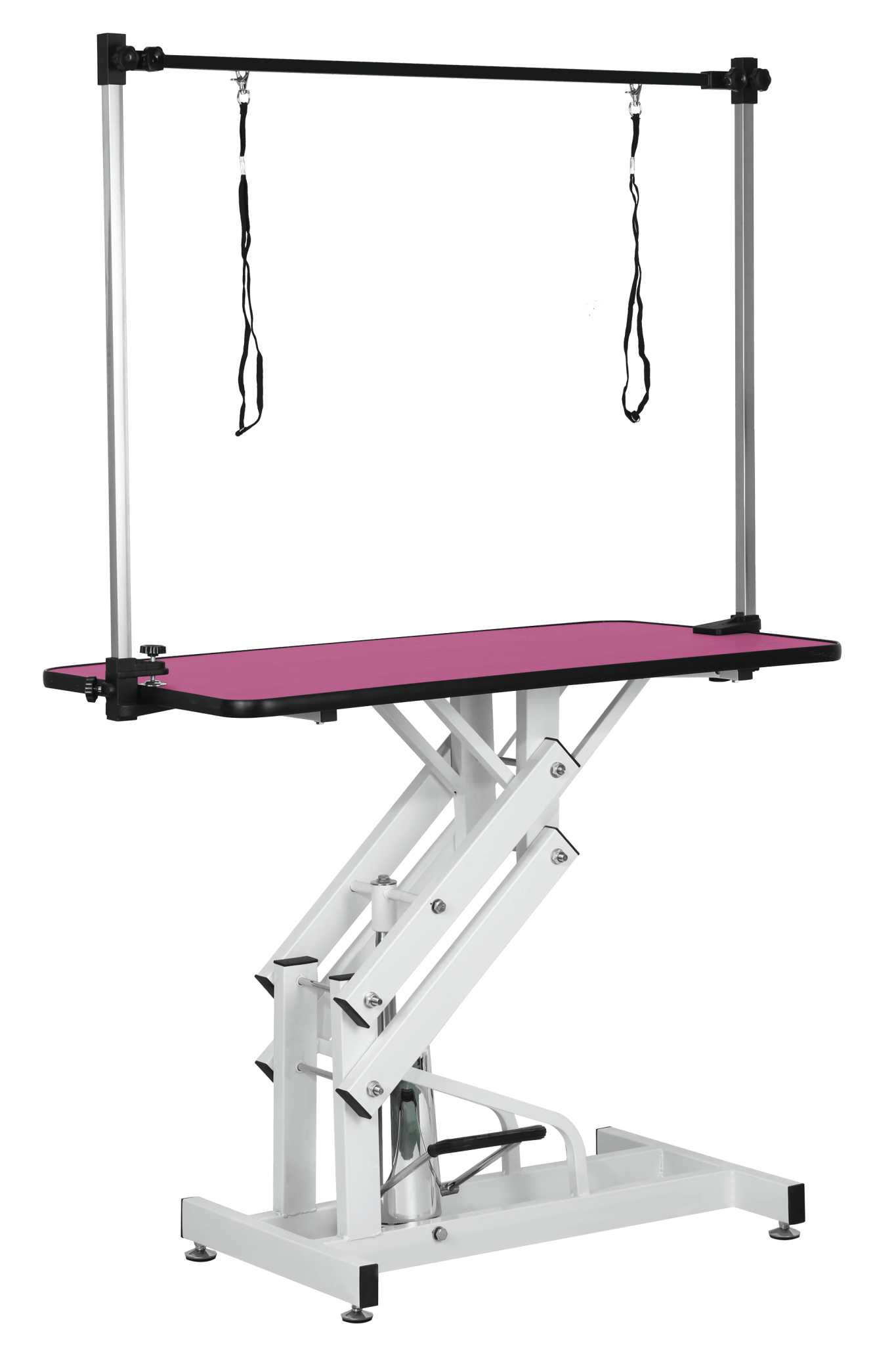 42.5 - inch adjustable heavy - duty hydraulic pet dog grooming table（white+pink） - KiKiUMi