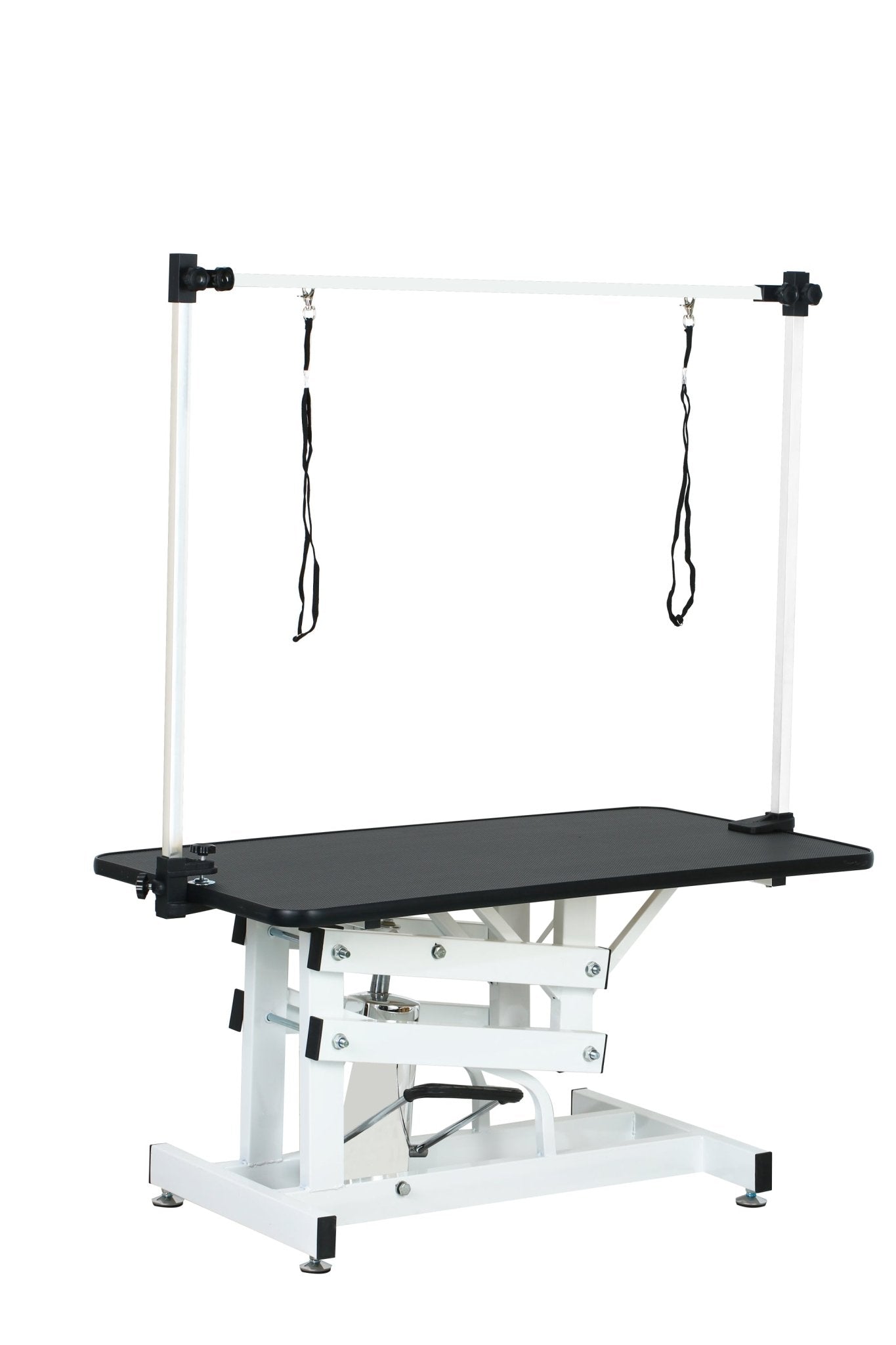 43 - inch adjustable heavy - duty hydraulic pet dog grooming table（black white） - KiKiUMi