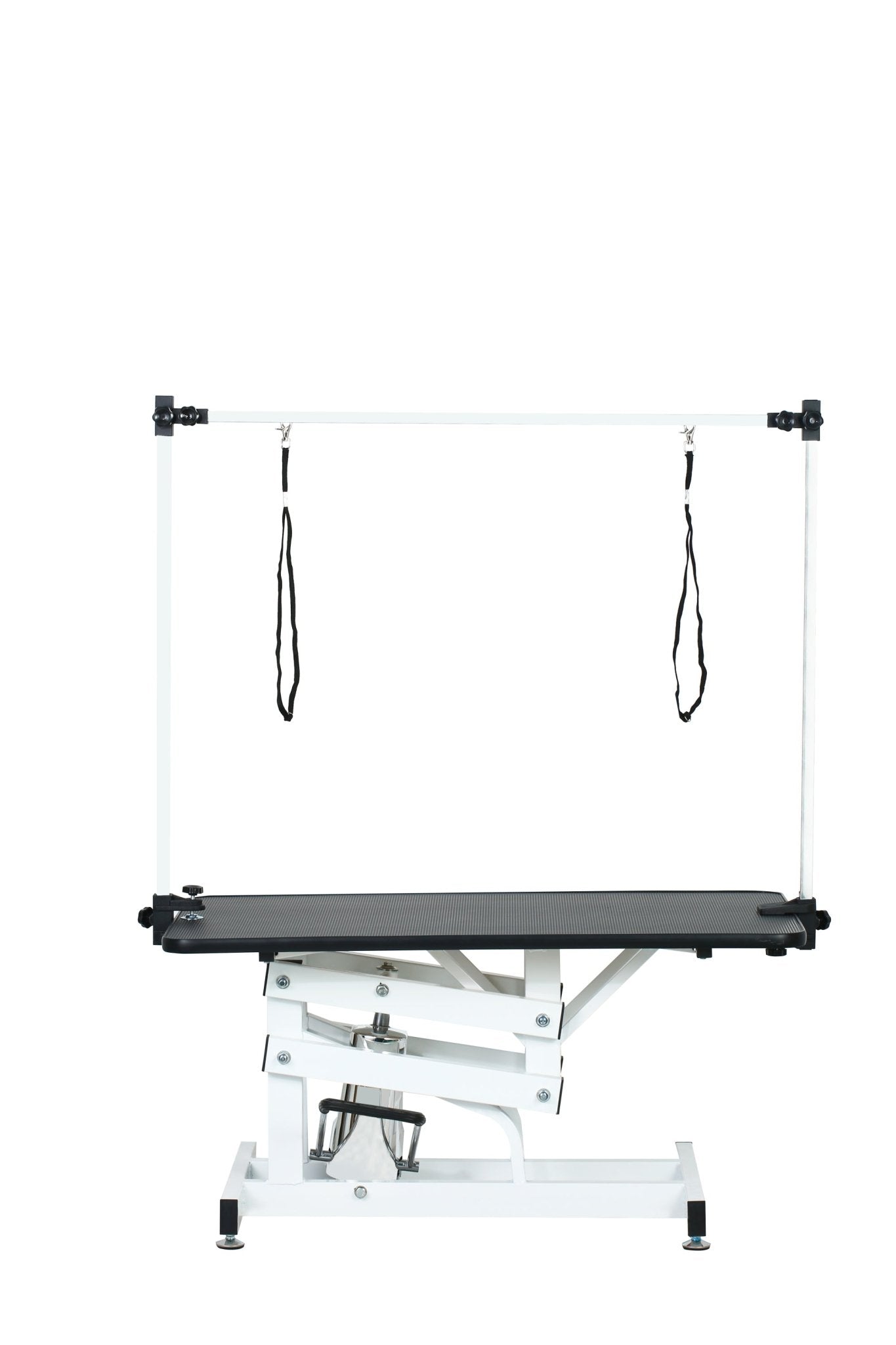 43 - inch adjustable heavy - duty hydraulic pet dog grooming table（black white） - KiKiUMi
