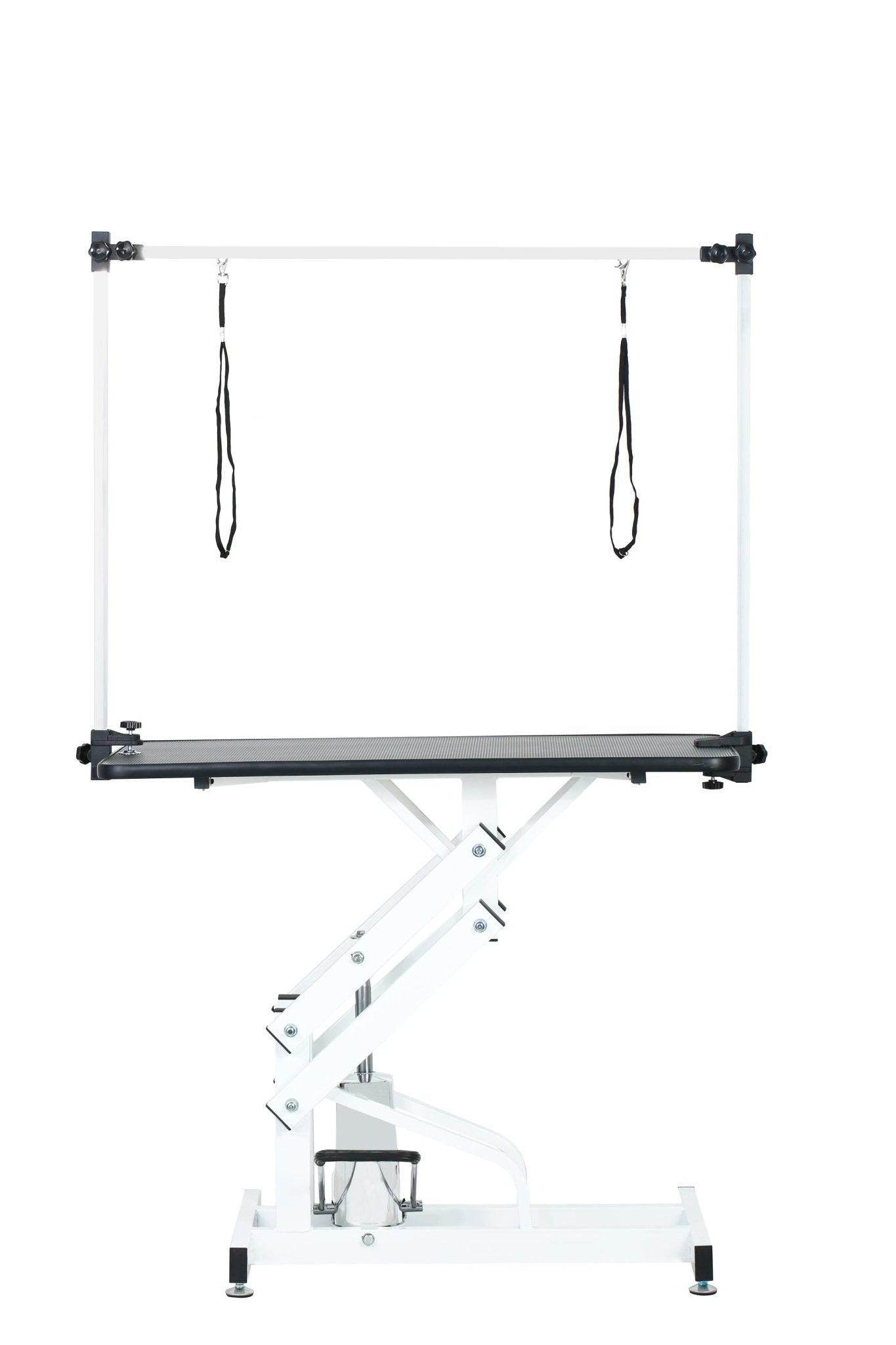 43 - inch adjustable heavy - duty hydraulic pet dog grooming table（black white） - KiKiUMi