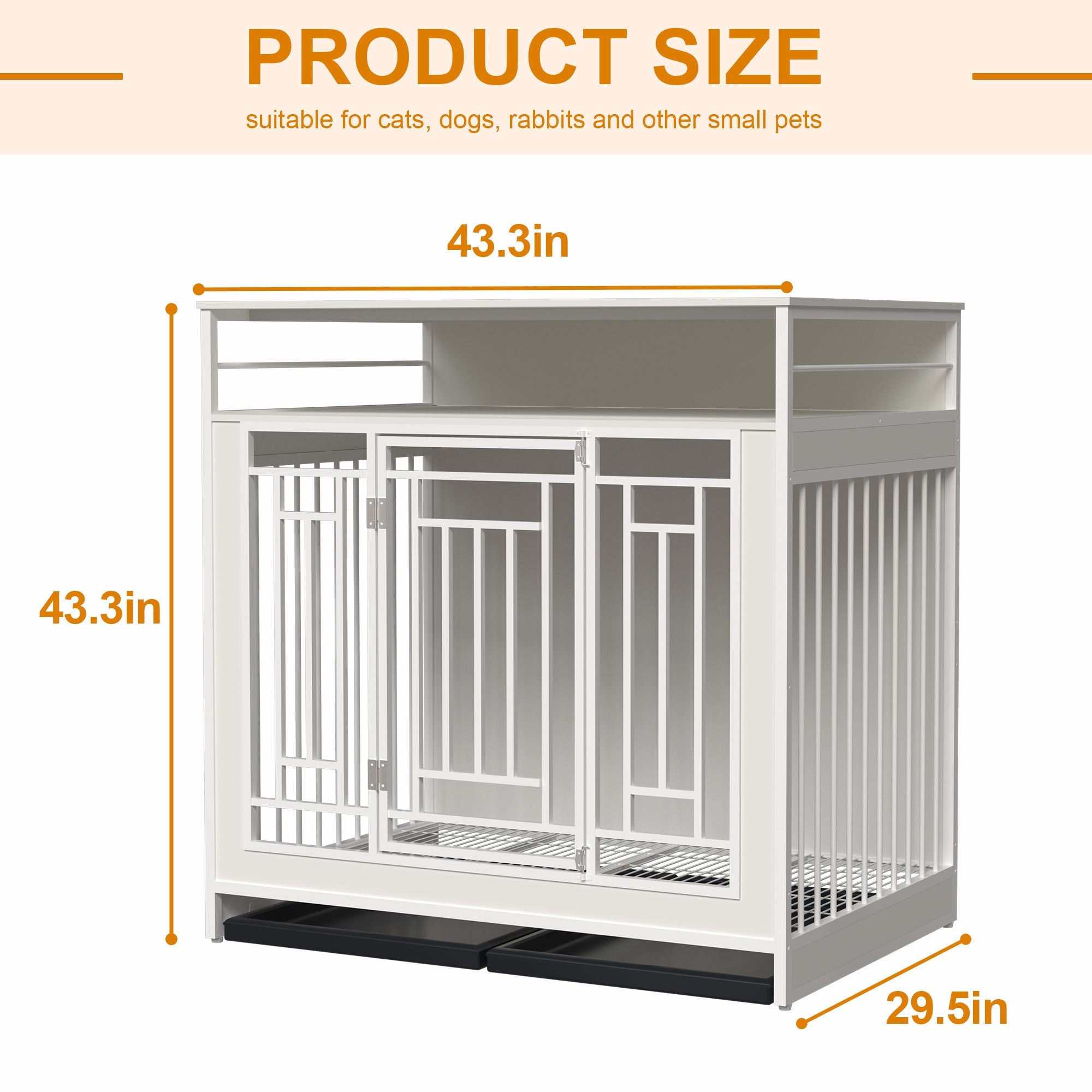 43.3 - inch wooden dog box furniture with compartments and storage - KiKiUMi