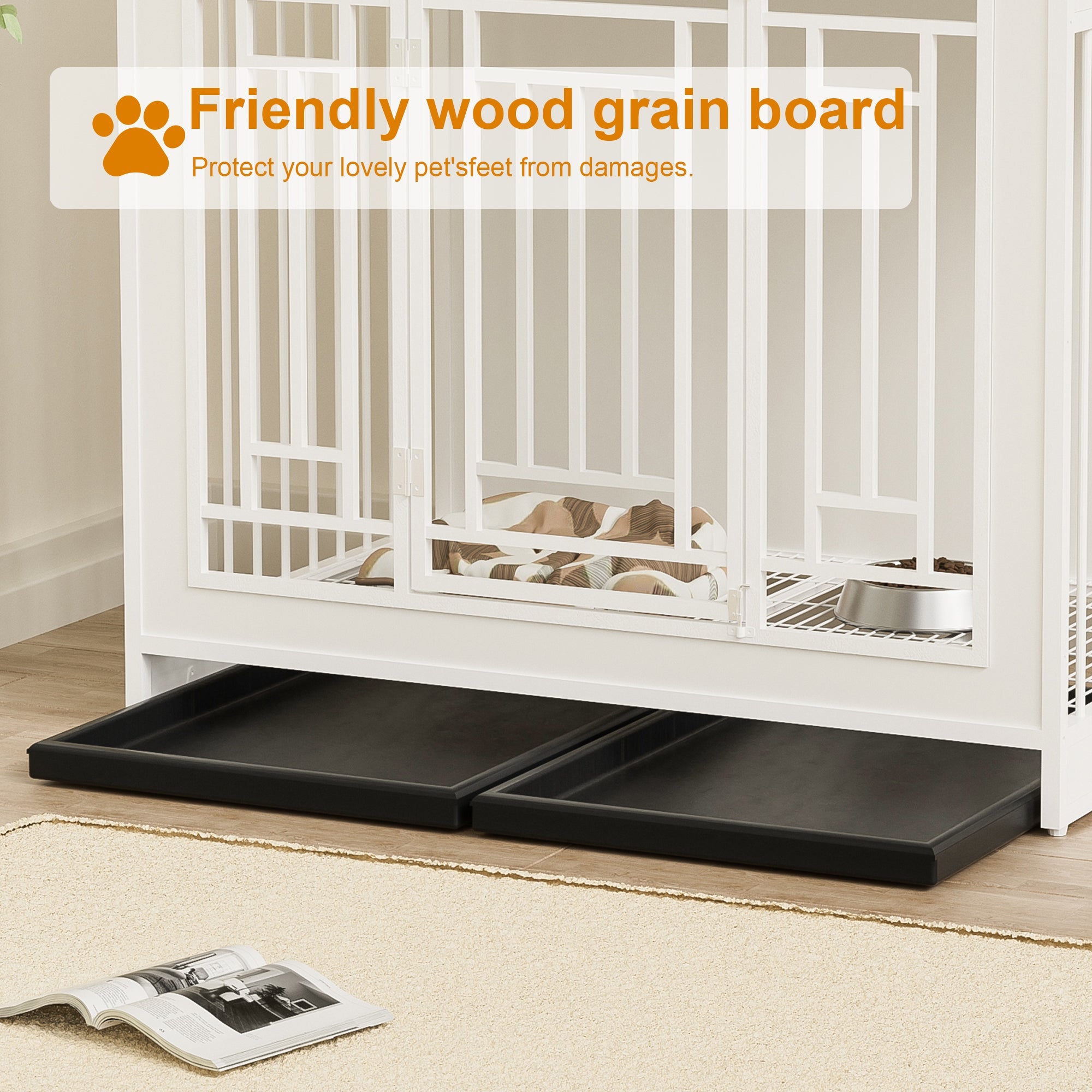 43.3 - inch wooden dog box furniture with compartments and storage - KiKiUMi