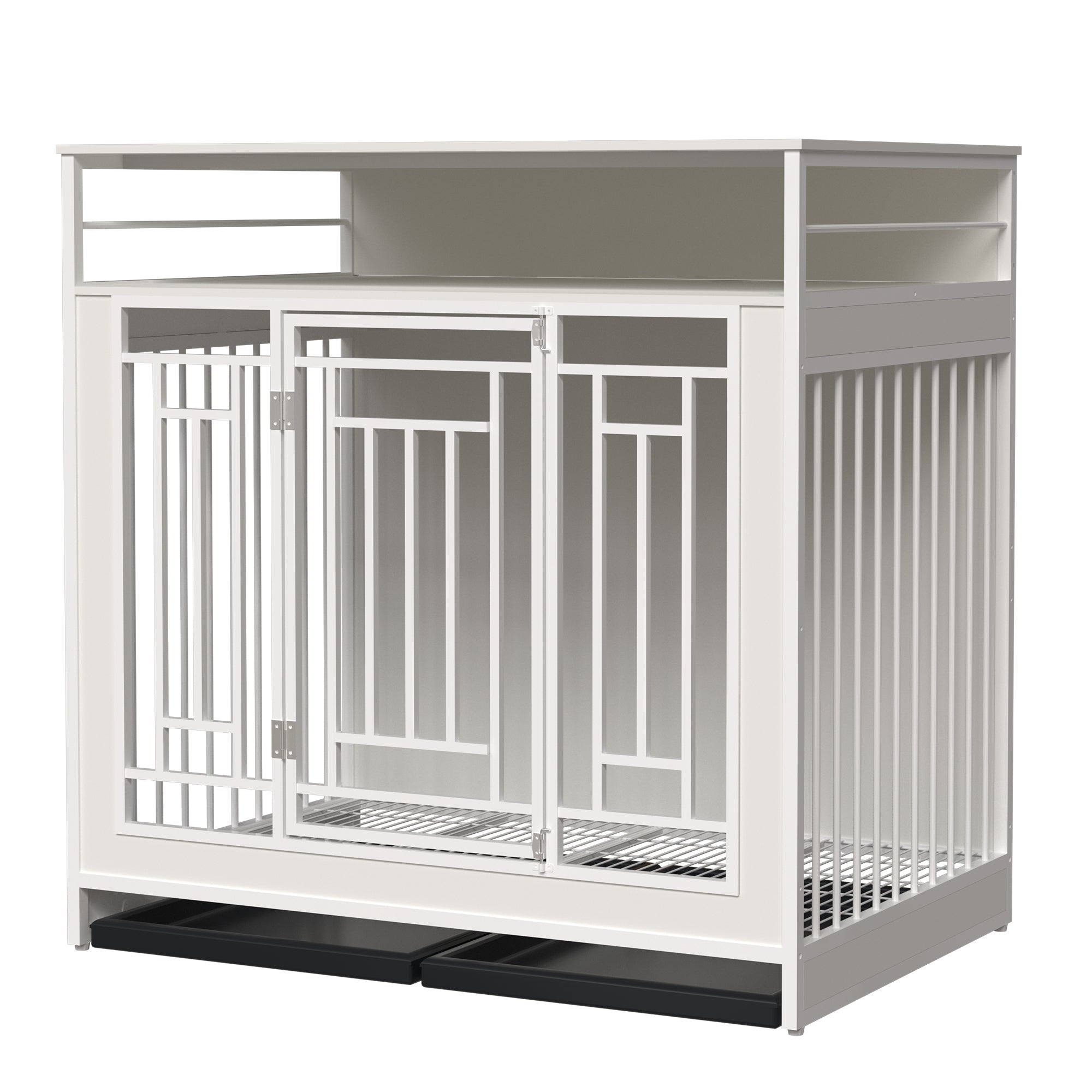 43.3 - inch wooden dog box furniture with compartments and storage - KiKiUMi