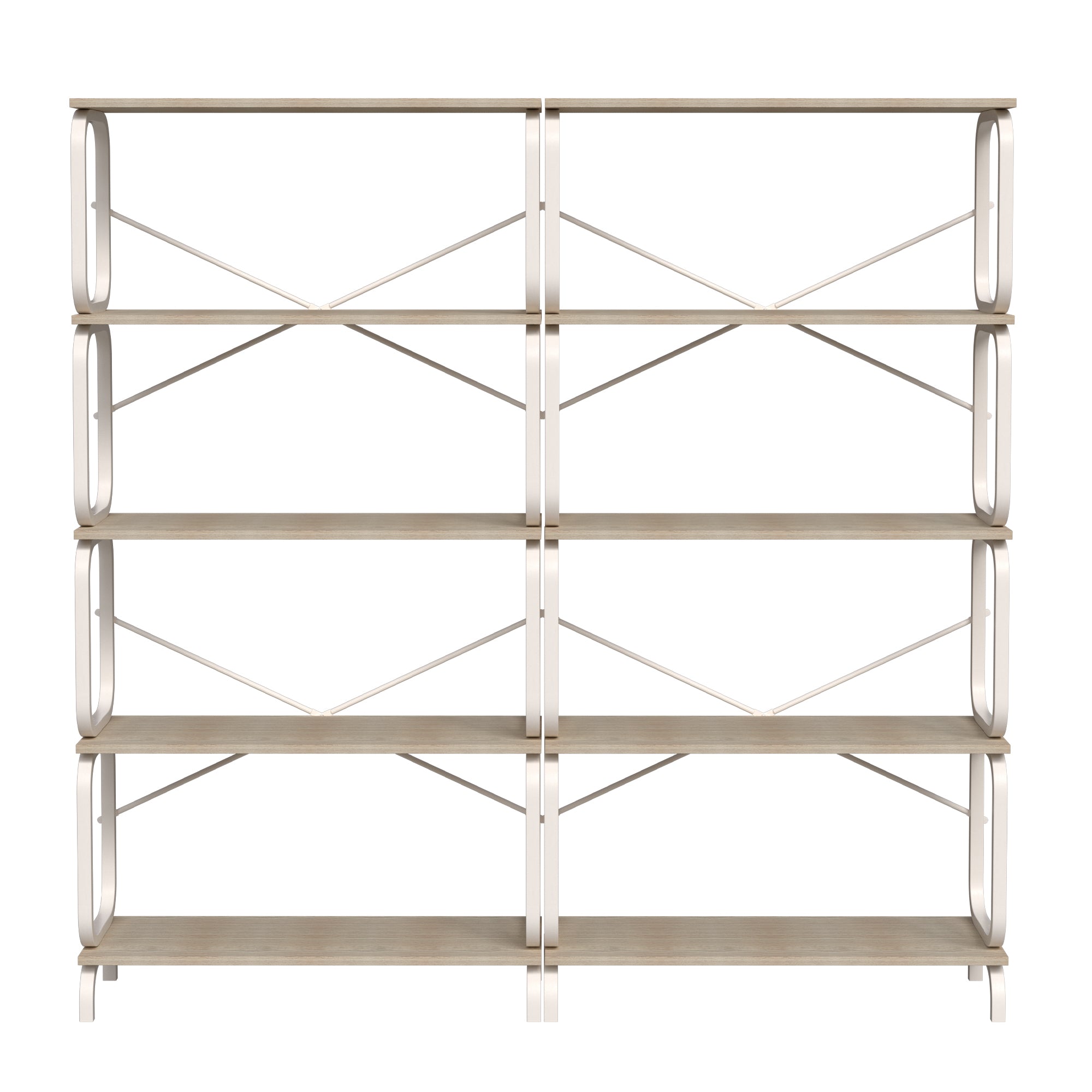 Vintage Industrial Style 5 Tier Large Bookshelf with White Metal Frame