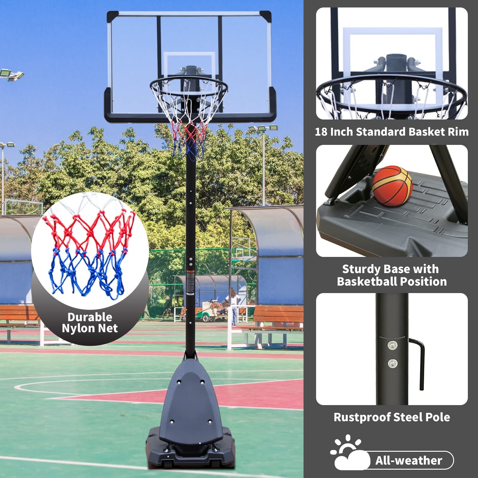 44 - inch backboard basket portable basketball target system - KiKiUMi
