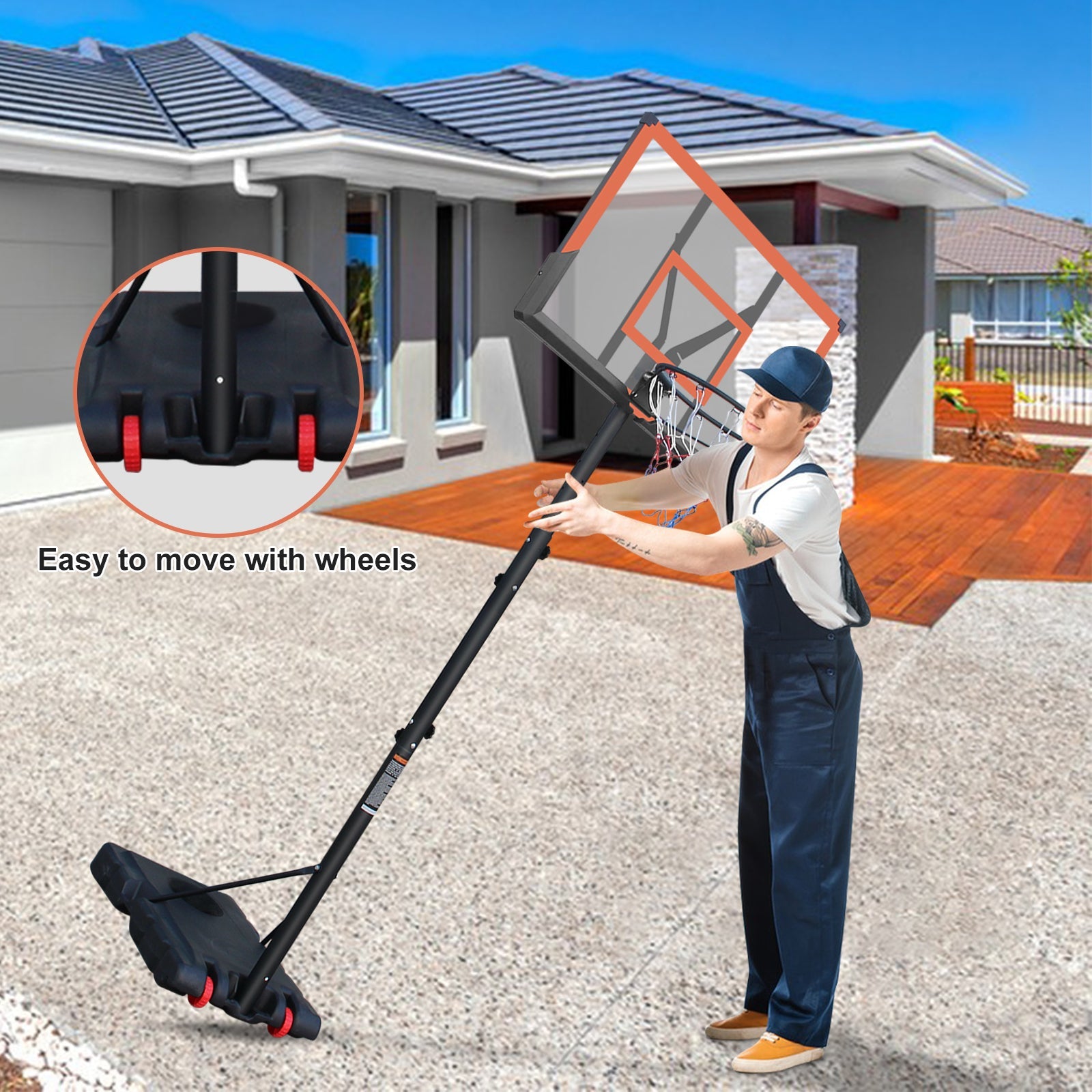 44 - inch orange adjustable portable basketball stand - KiKiUMi