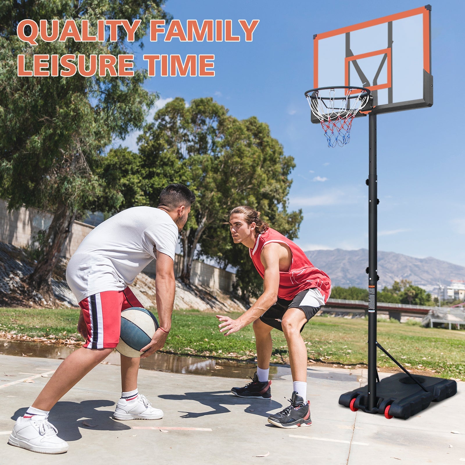44 - inch orange adjustable portable basketball stand - KiKiUMi