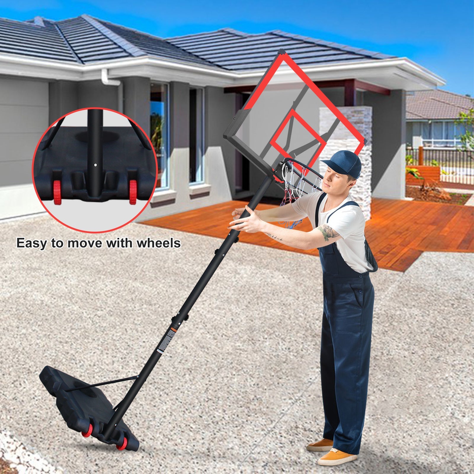 44 - inch red adjustable portable basketball stand - KiKiUMi