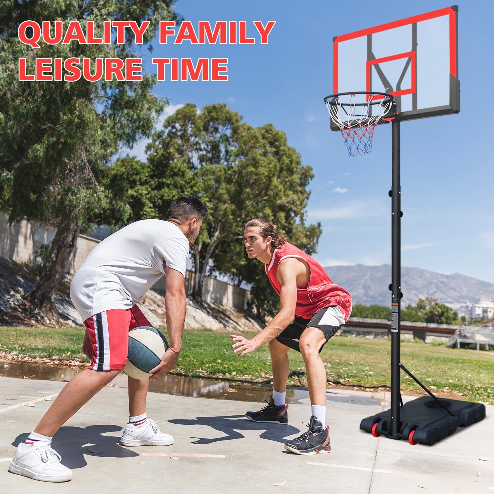 44 - inch red adjustable portable basketball stand - KiKiUMi