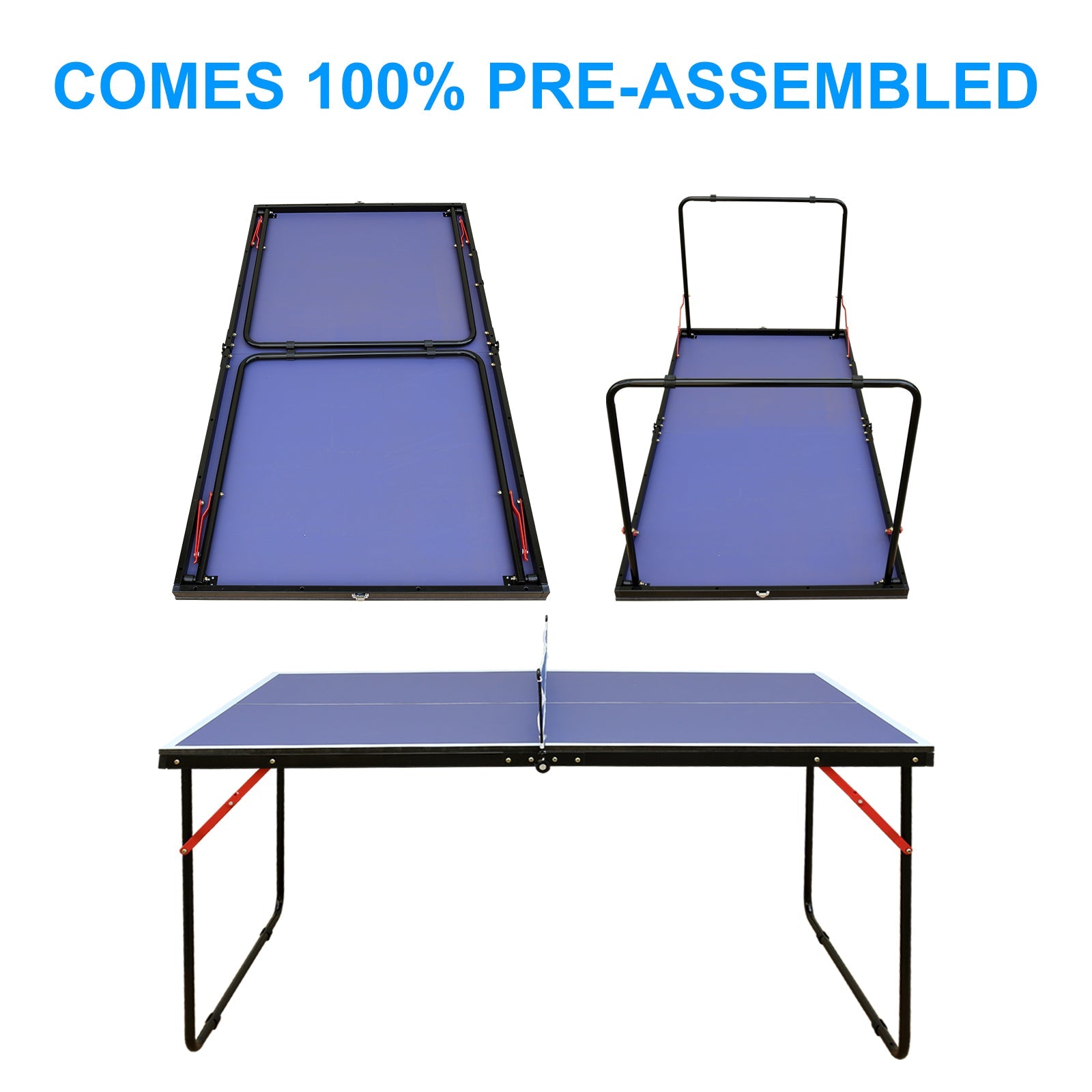4.5 - foot collapsible ping - pong table with a net and 2 ping - pong paddles 30.82 lbs - KiKiUMi