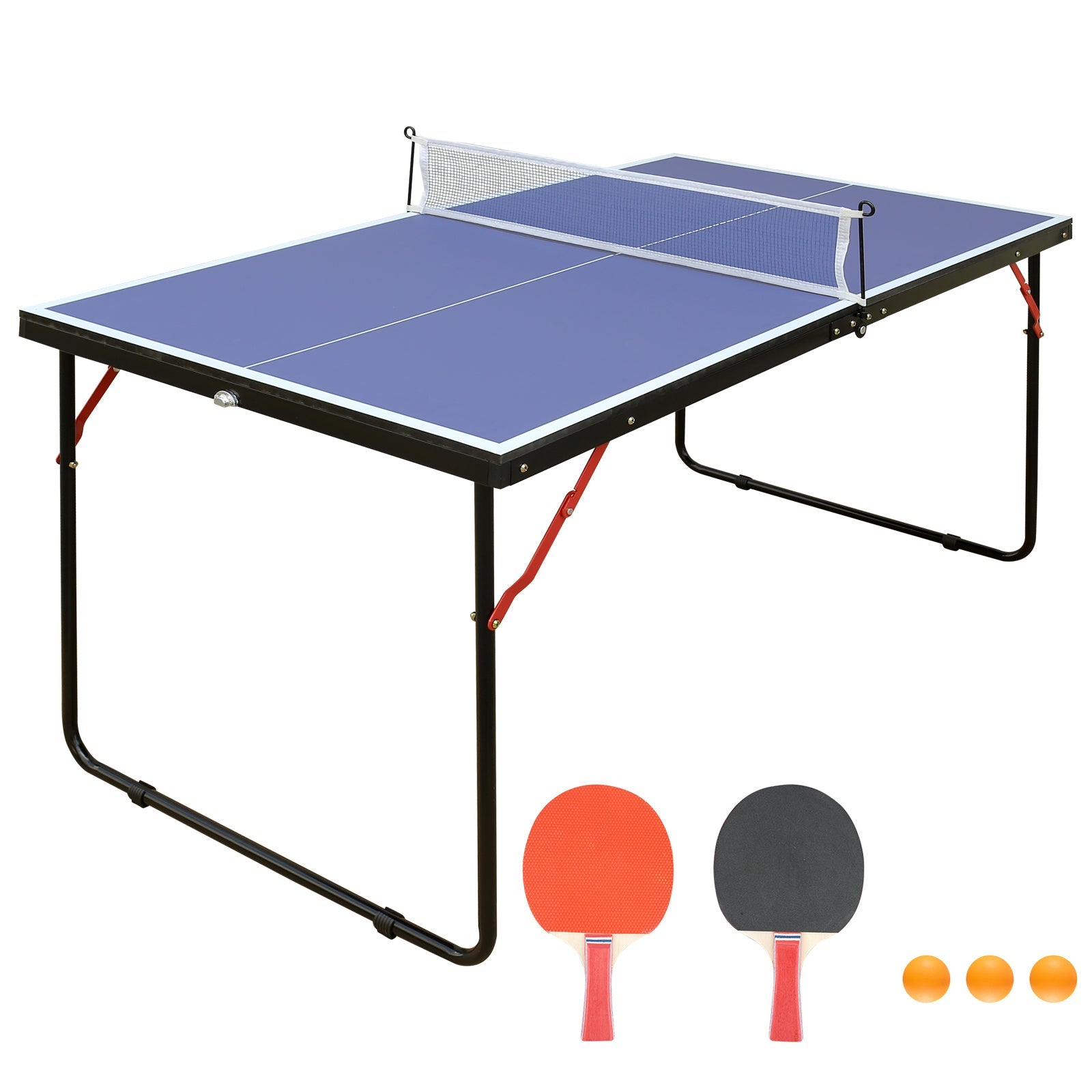 4.5 - foot collapsible ping - pong table with a net and 2 ping - pong paddles 30.82 lbs - KiKiUMi