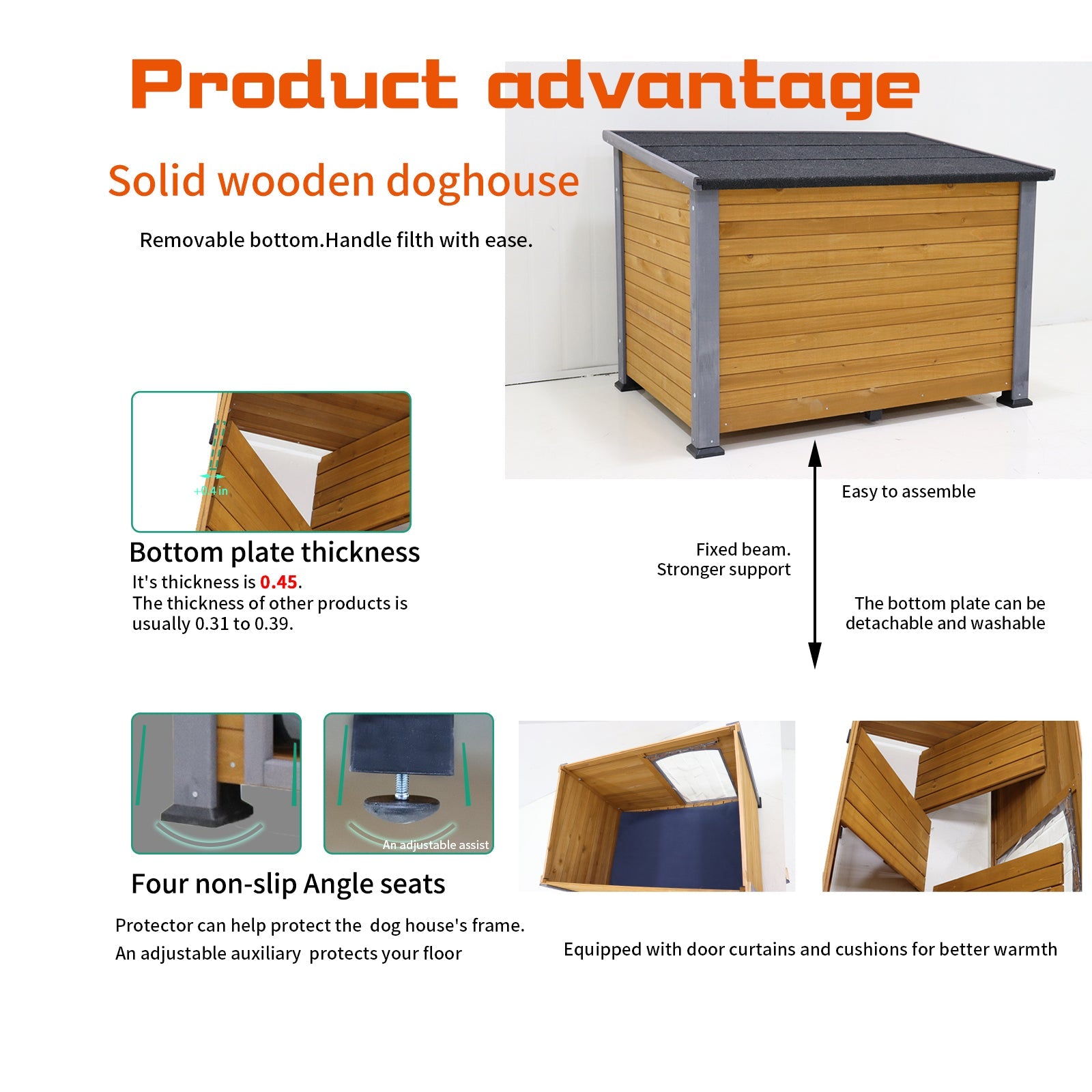 45' winter - warm outdoor and indoor solid wood dog kennel - KiKiUMi