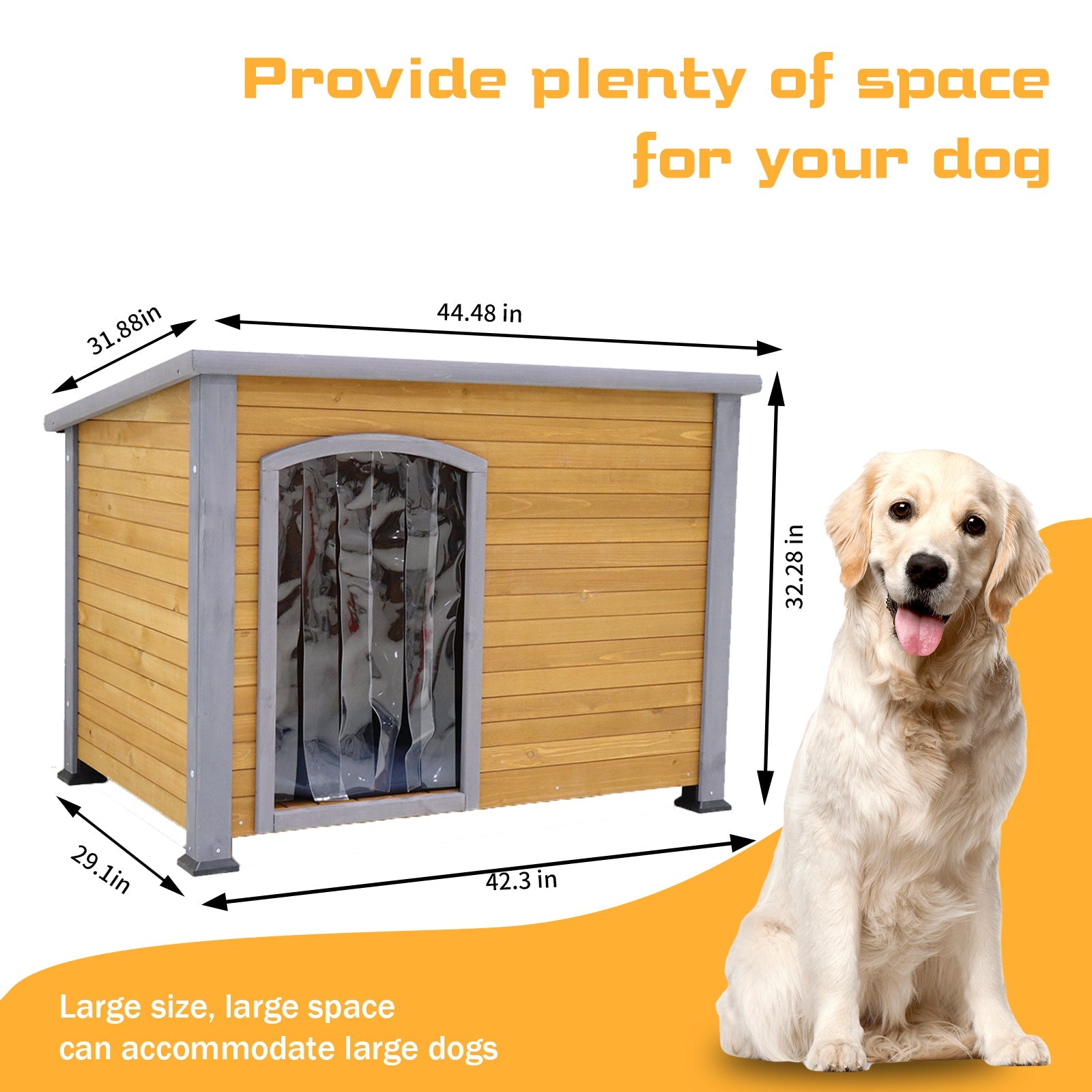 45' winter - warm outdoor and indoor solid wood dog kennel - KiKiUMi