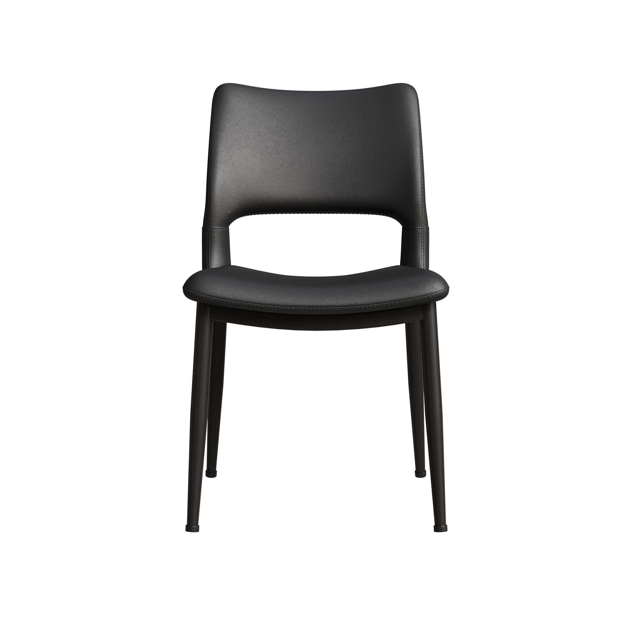 Two modern and simple PU leather dining chairs（black）
