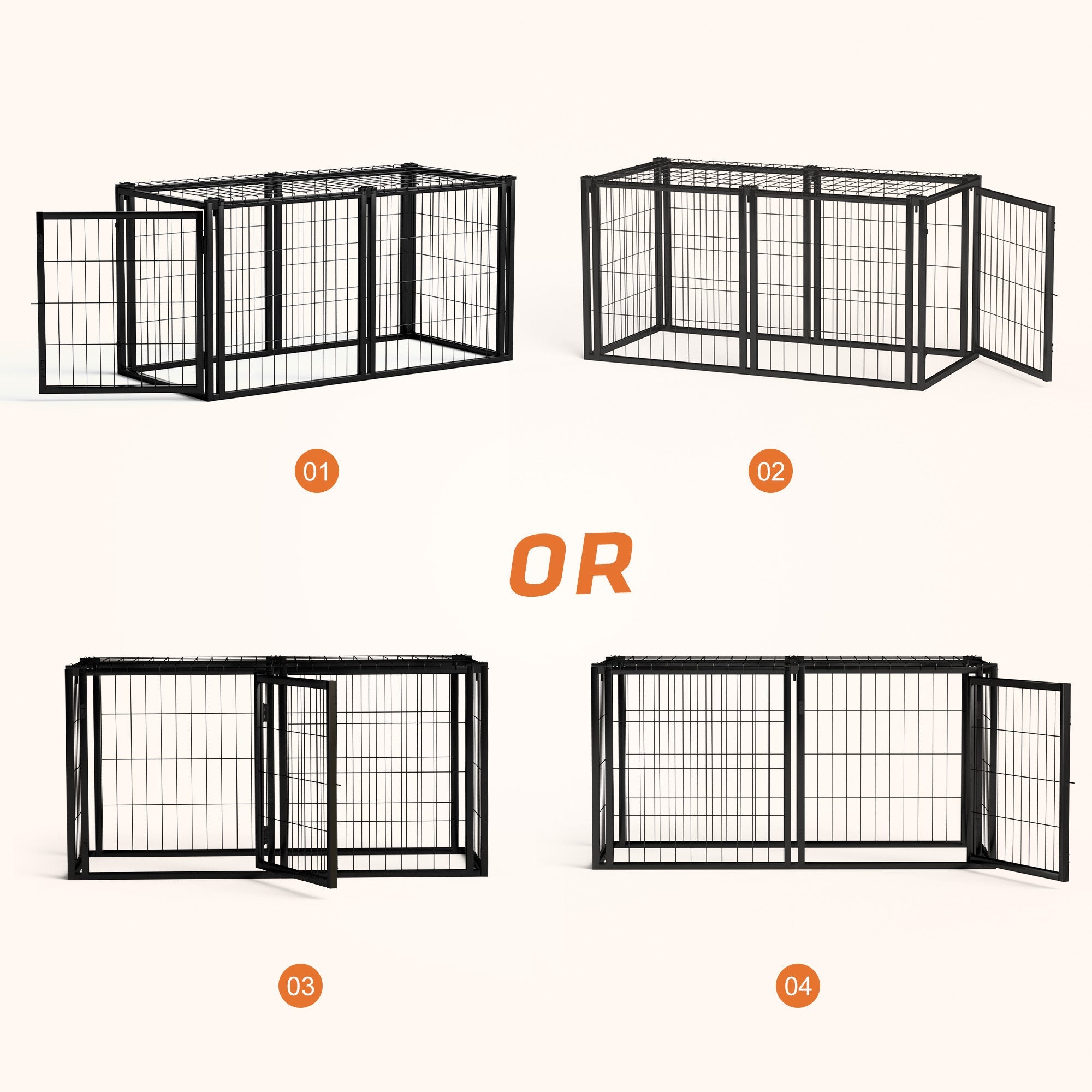 47.2 'Dog cage, pet cage with top - KiKiUMi