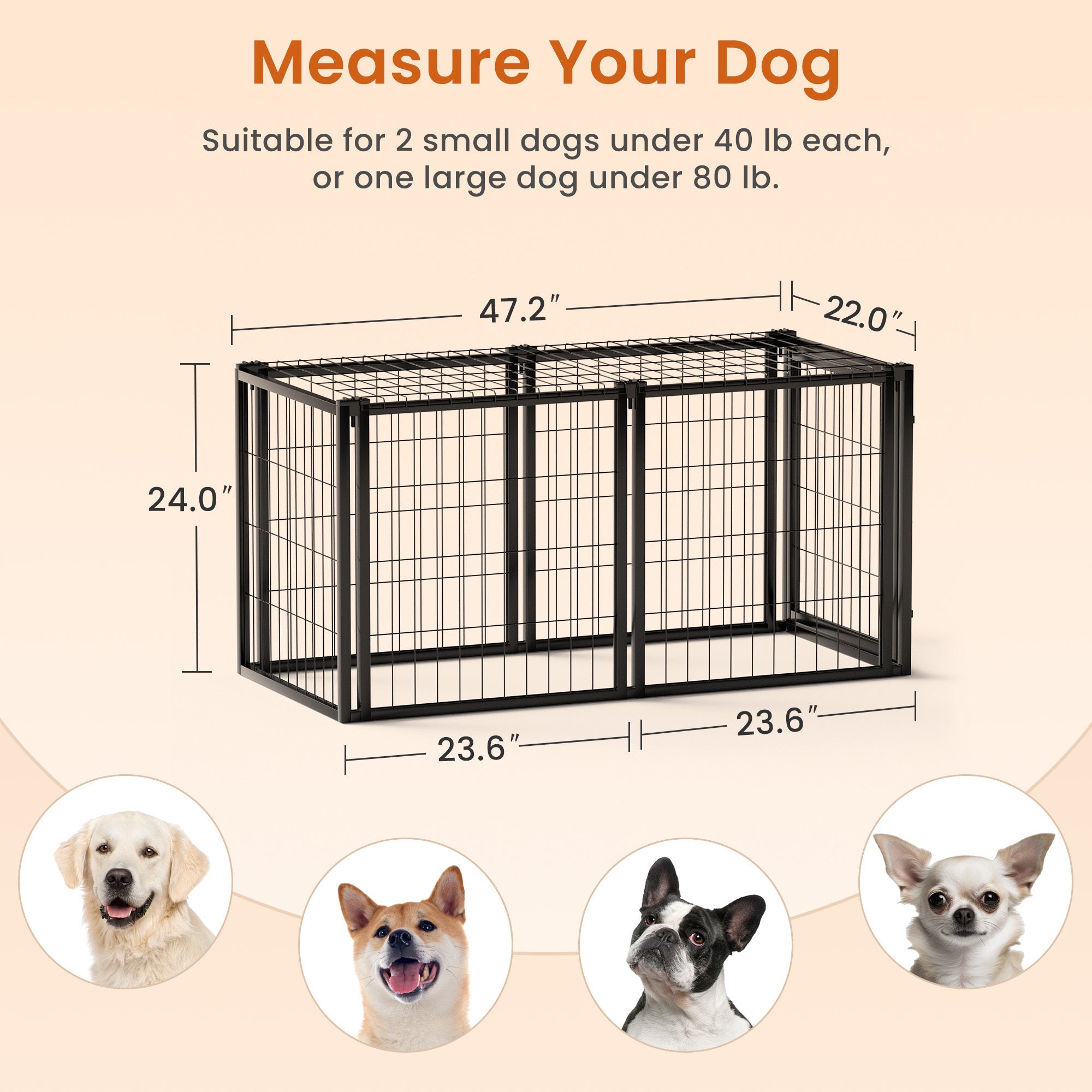 47.2 'Dog cage, pet cage with top - KiKiUMi