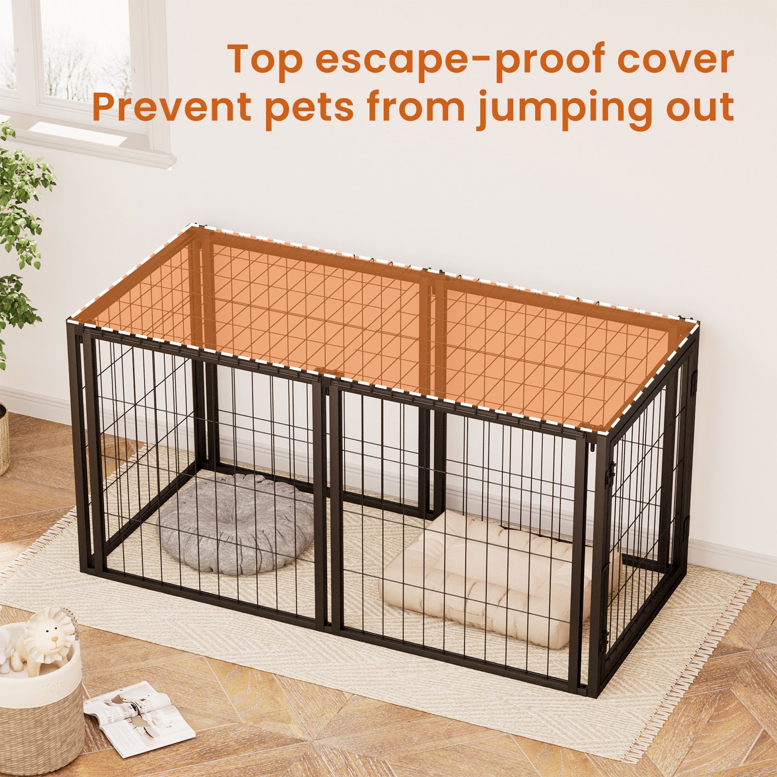 47.2 'Dog cage, pet cage with top - KiKiUMi